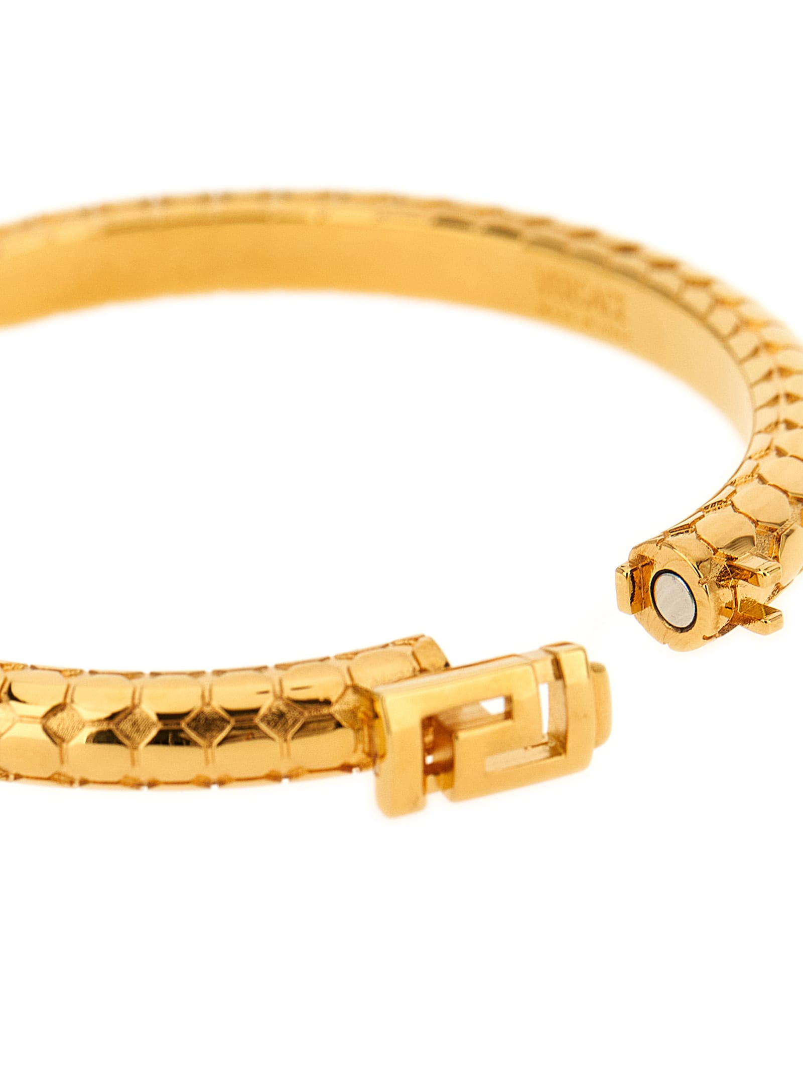 Versace Geometric Hexagonal Pattern Bangle In Yellow