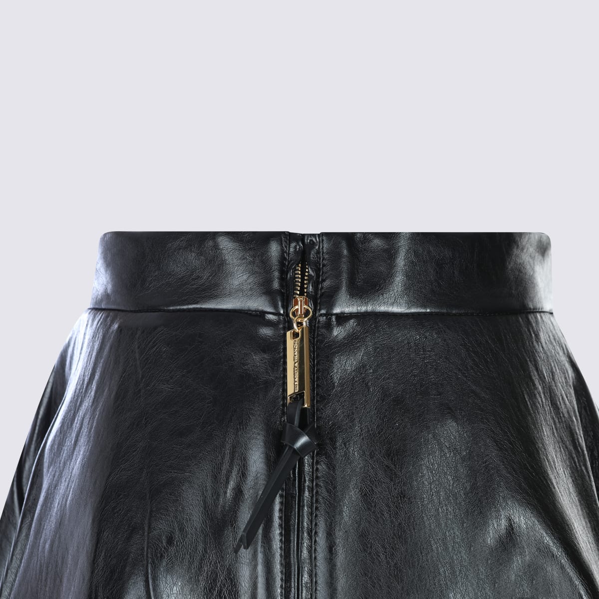 Elisabetta Franchi Crackled Leather-effect Synthetic Maxi Skirt With Flared Hem In Black