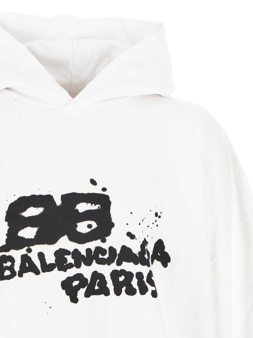 Shop Balenciaga Hood Sweatshirt In White