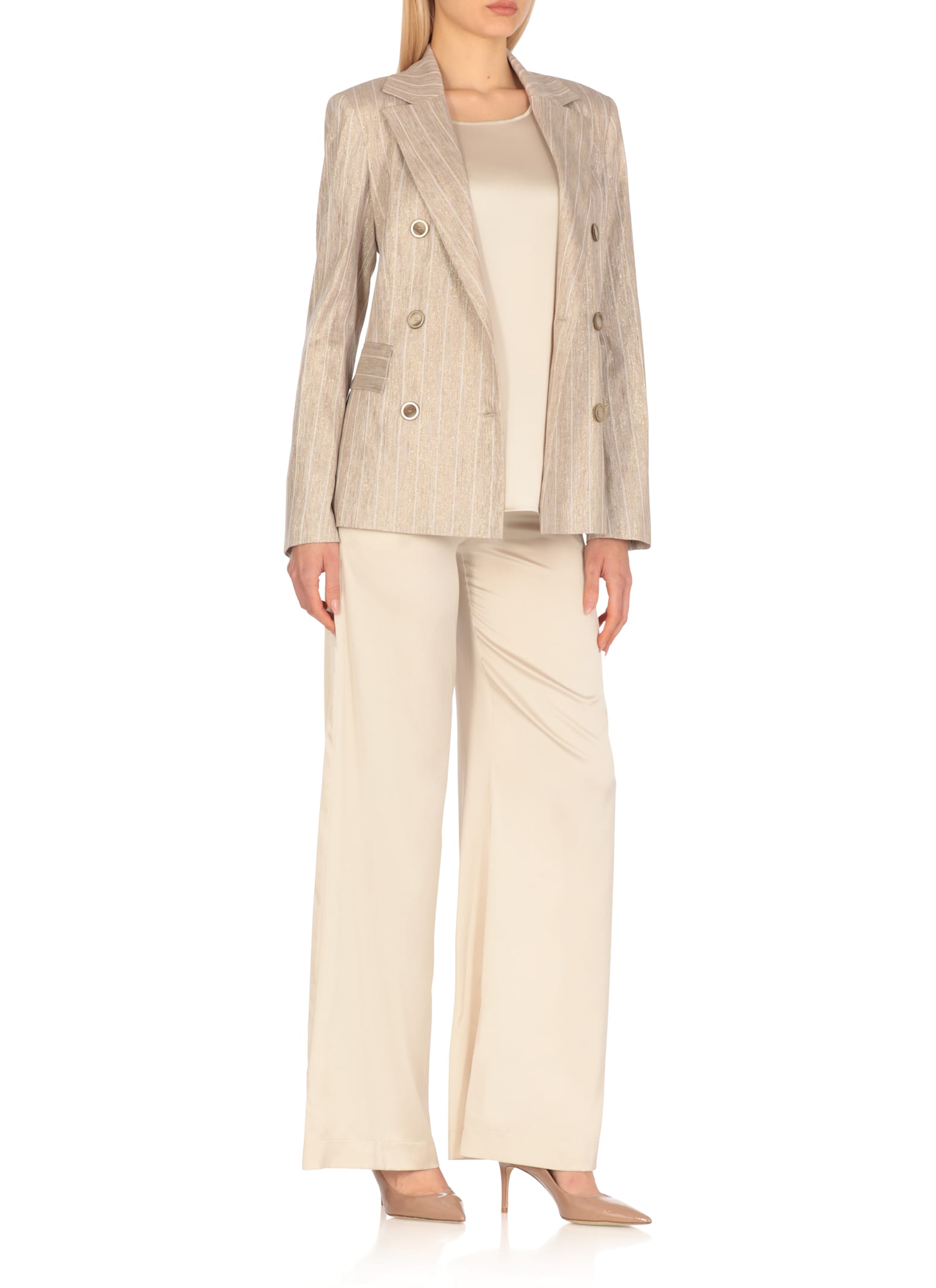 D Exterior D. Exterior Gold Viscose Blend Blazer
