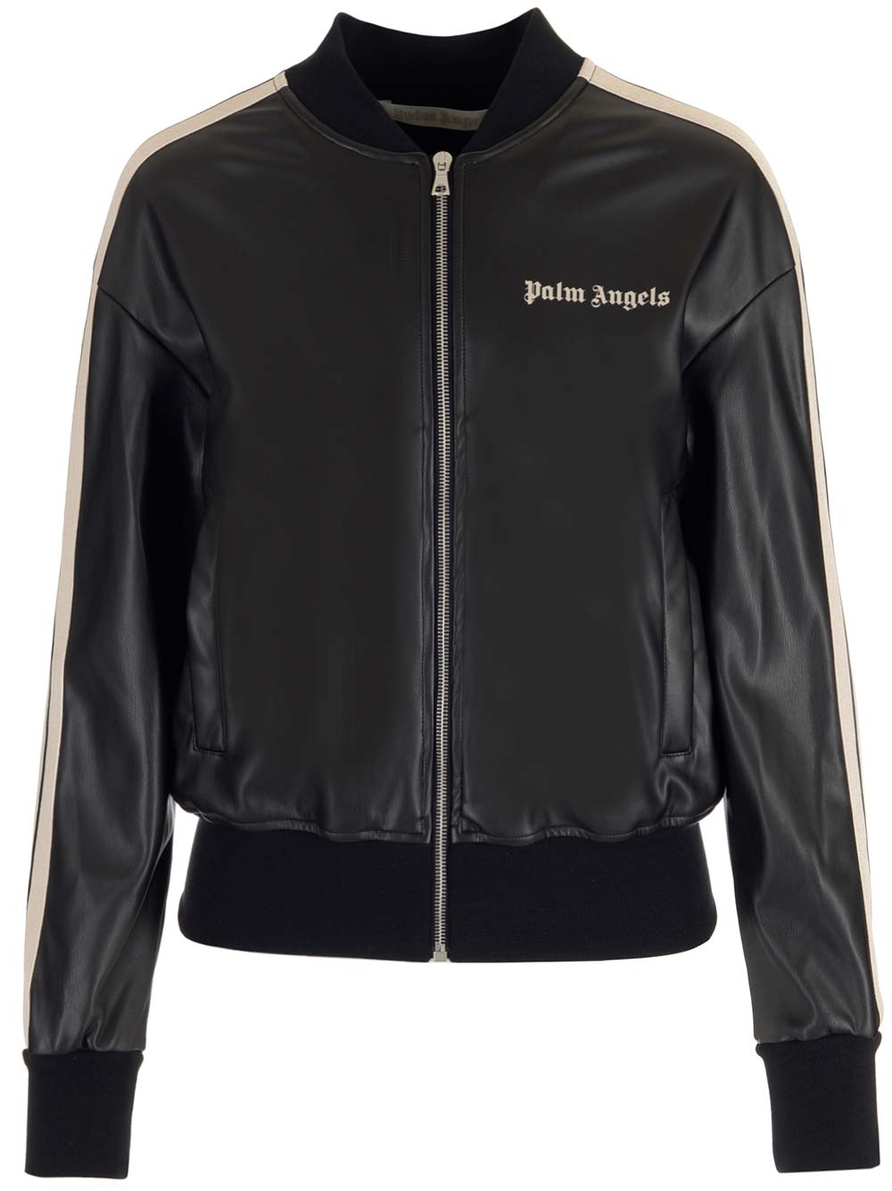 PALM ANGELS FAUX LEATHER SPORTS BOMBER STYLE