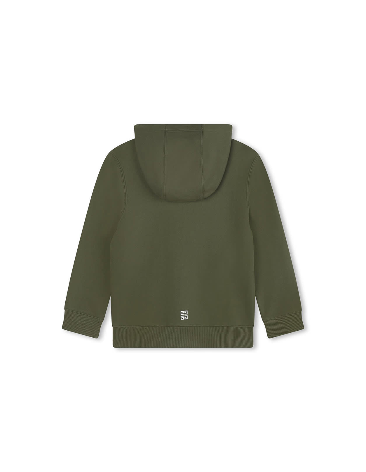 Shop Givenchy Green Zip-up Hoodie With Lettering Logo