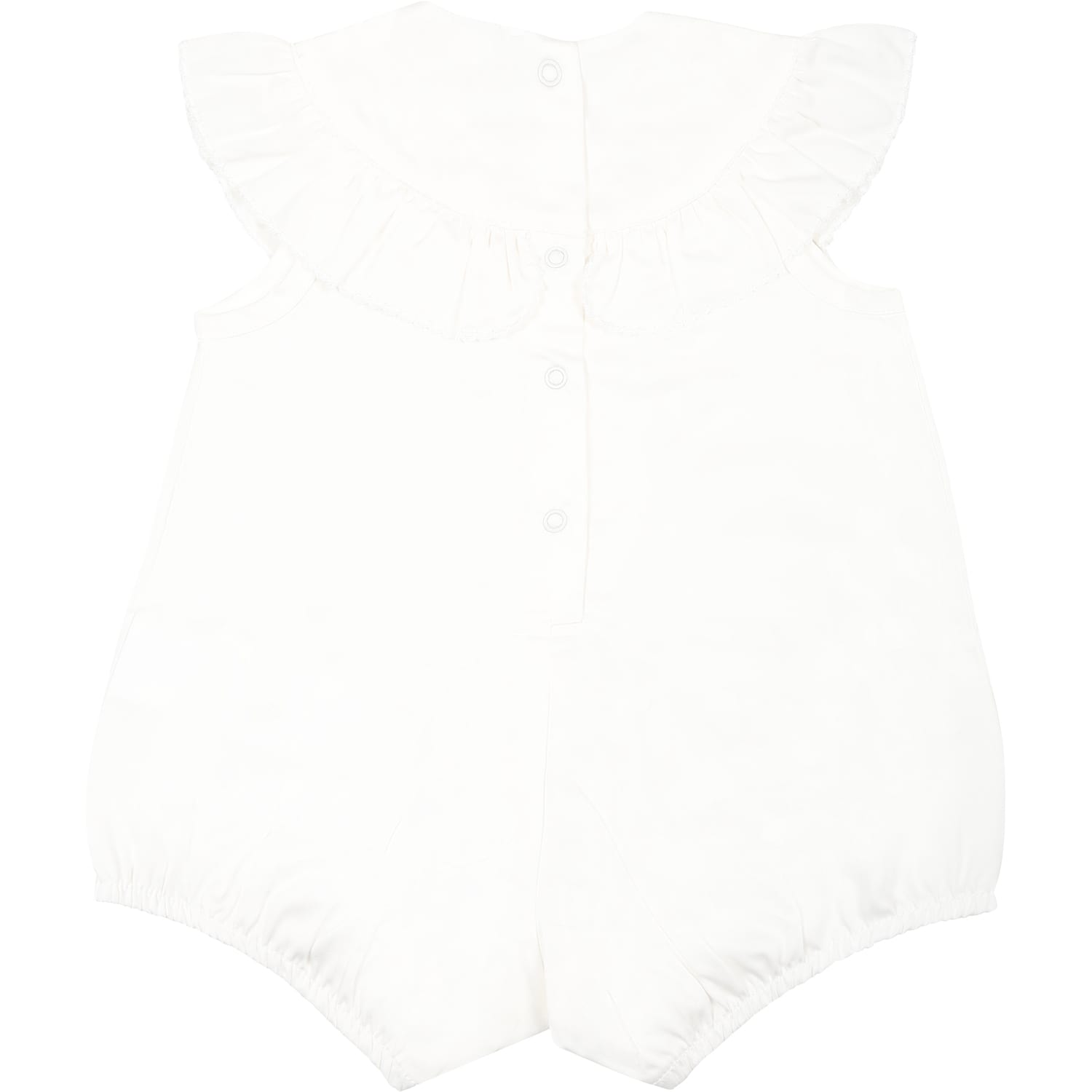 Shop Monnalisa Ivory Romper For Baby Girl With Logo