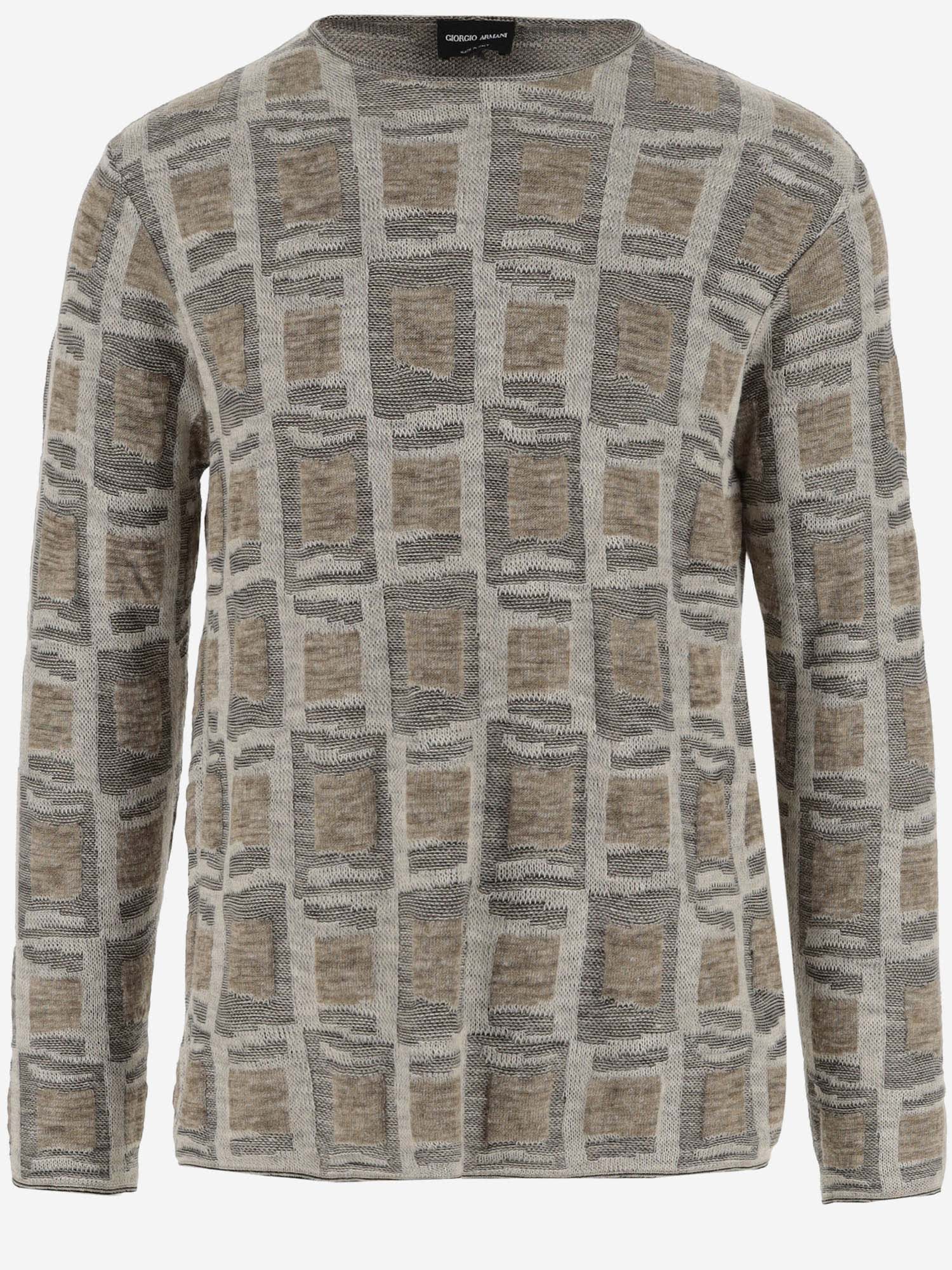 Giorgio Armani Wool And Linen Blend Pullover In Gray