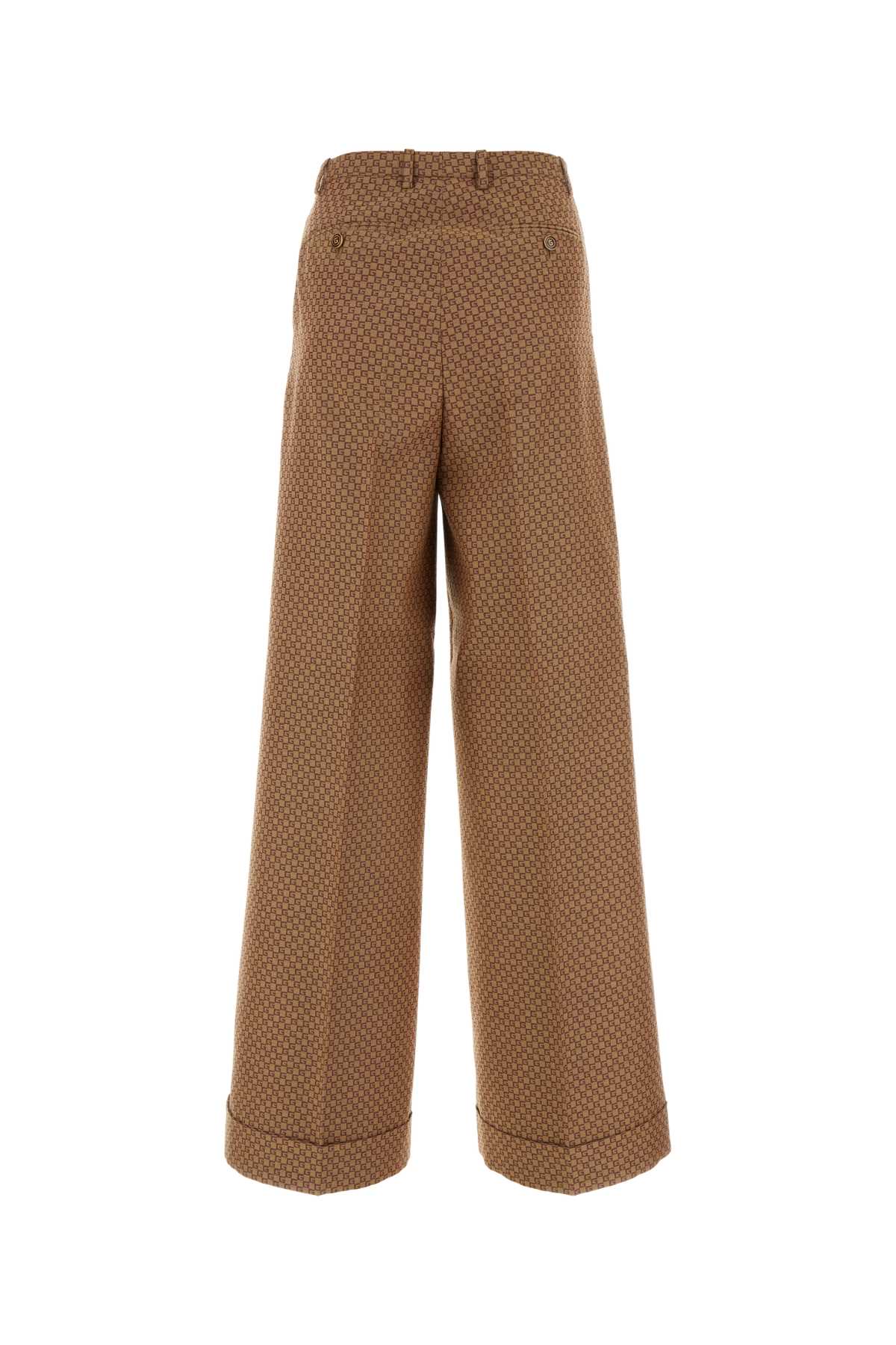 Shop Gucci Embroidered Polyester Blend Pant In Beigebrown