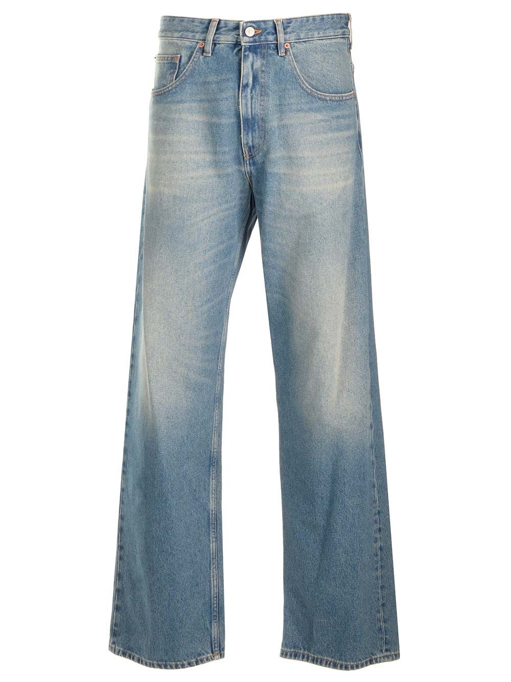 Shop Mm6 Maison Margiela Creased Jeans In Blue