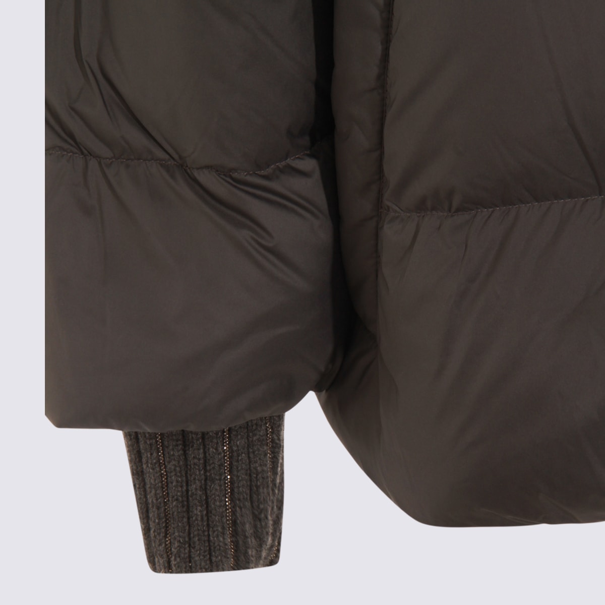 Fabiana Filippi Hooded Quilted Down Jacket Drawstring Detail In Gray