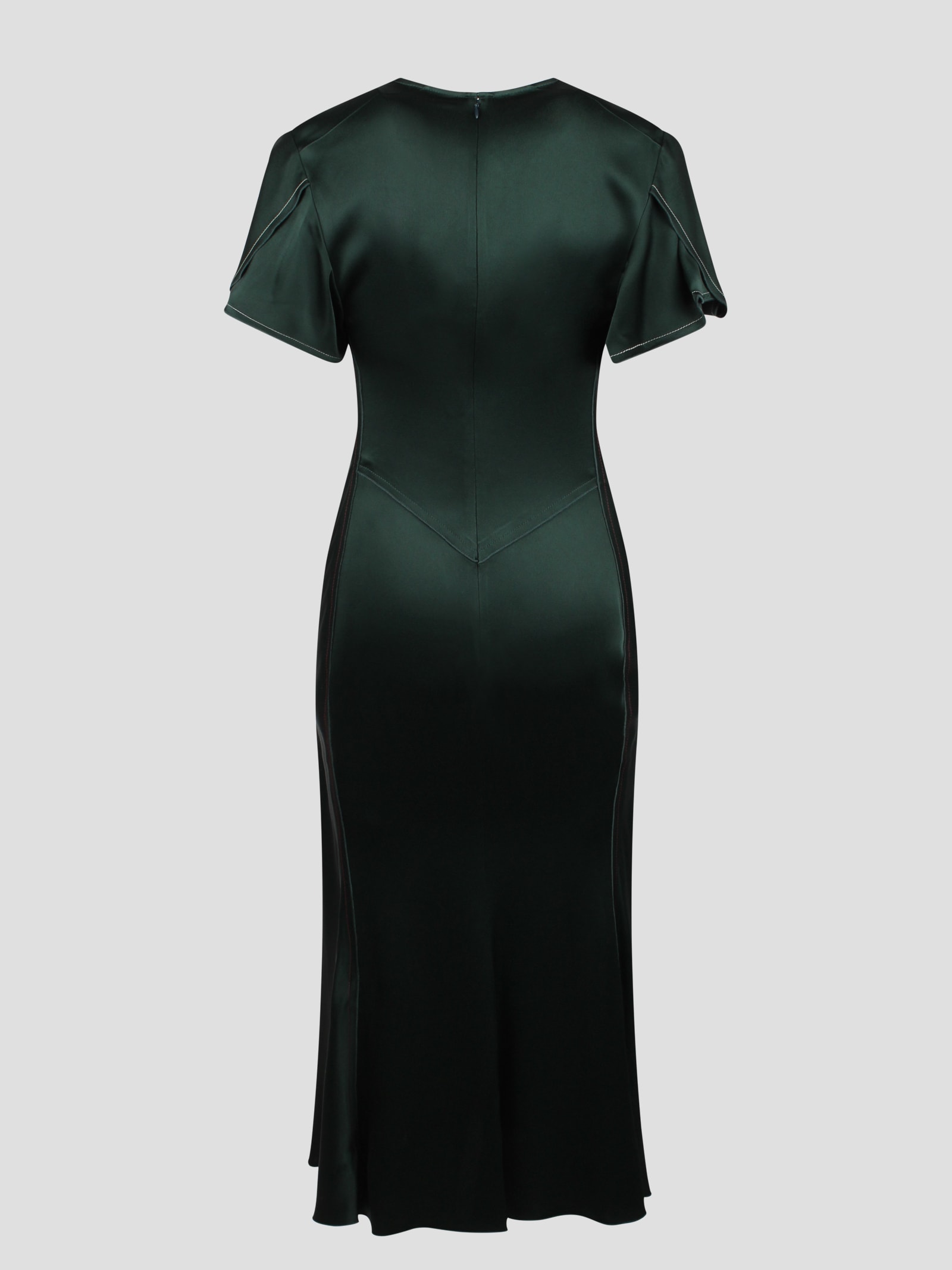 Shop Victoria Beckham Gathered-detail Crêpe Dress