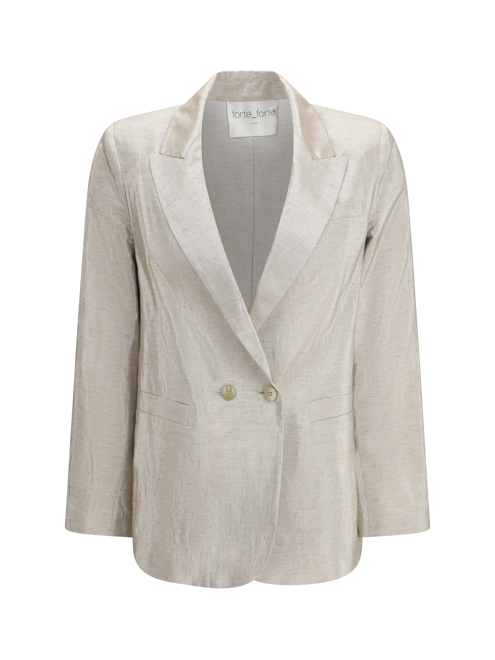 Forte Forte Double-breasted Jacket In Linen And Lurex With Jewel Buttons
