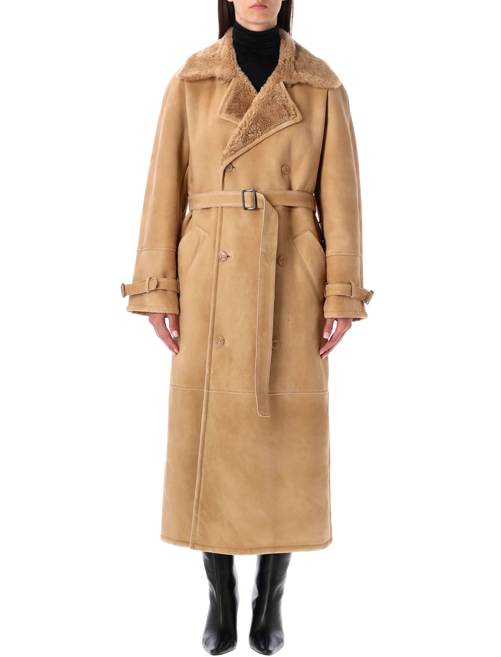 Sword 6.6.44 Sword S.w.o.r.d. 6.644 Long Shearling Coat Beige In Brown