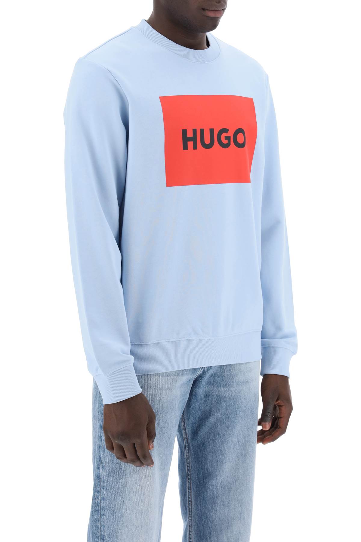 Shop Hugo Boss Duragol Logo Box Sweatshirt In Light Pastel Blue (light Blue)