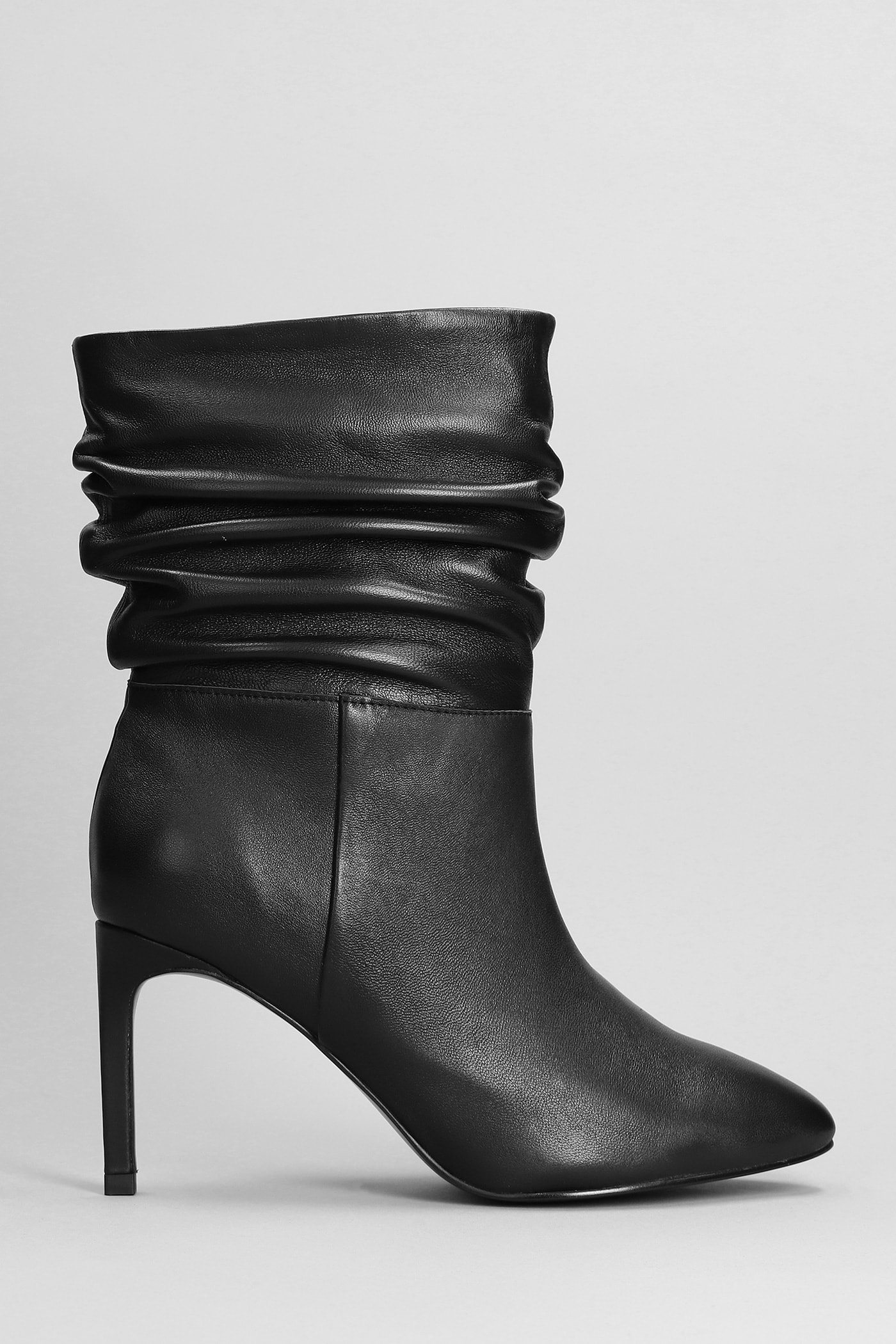 BIBI LOU HIGH HEELS ANKLE BOOTS IN BLACK LEATHER