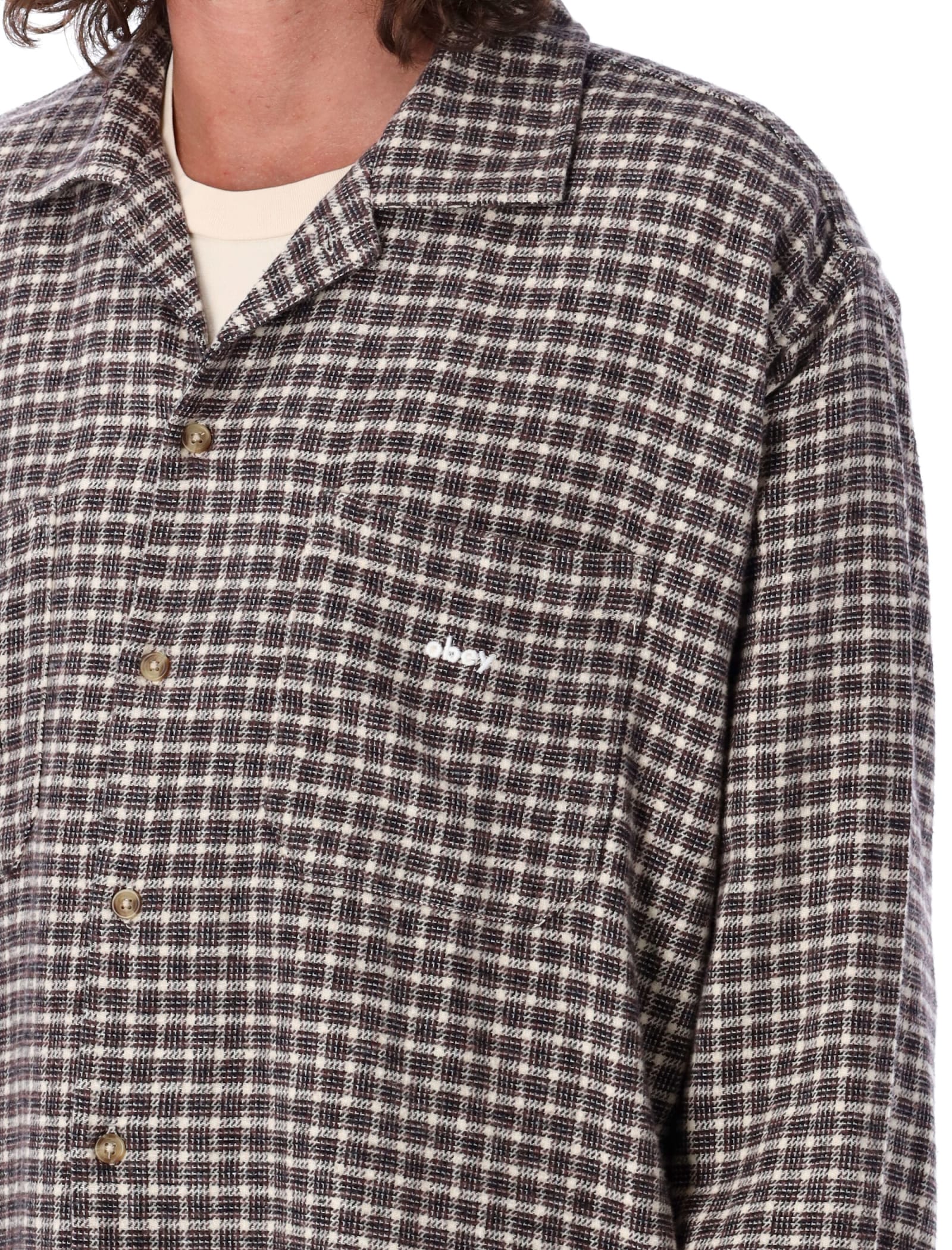 Shop Obey Micro Plaid Shirt In Unbleached Multi