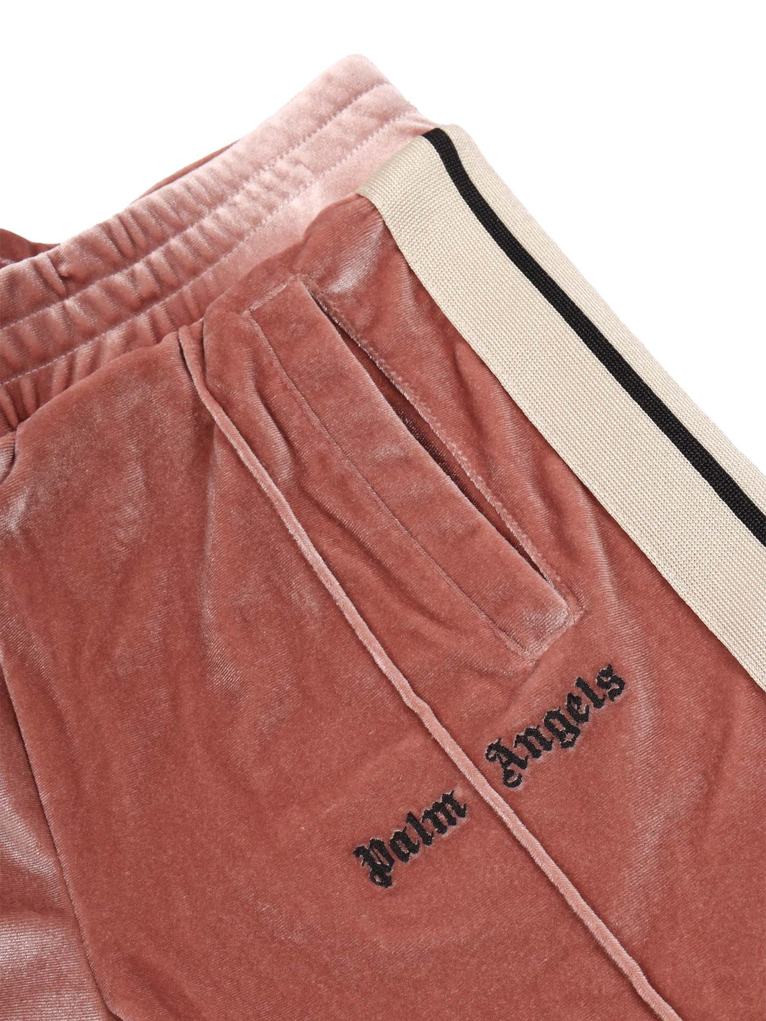 Palm Angels Chenille Track Flare Pants In Pink
