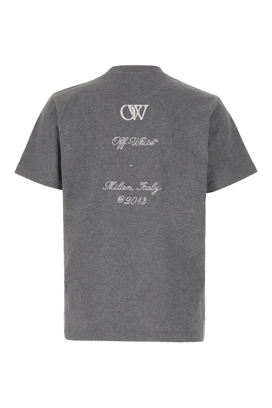 Shop Off-white 23 Embroidered Crewneck T-shirt In Grey