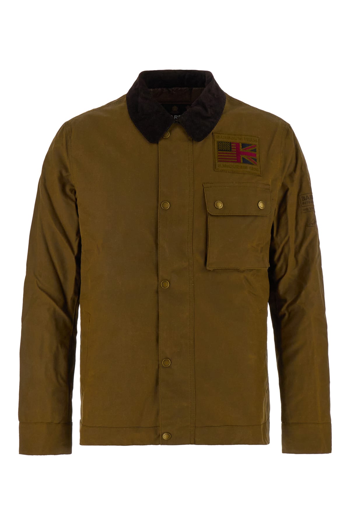 Shop Barbour Khaki Green Cotton International Workers Wax Jacket In Sand