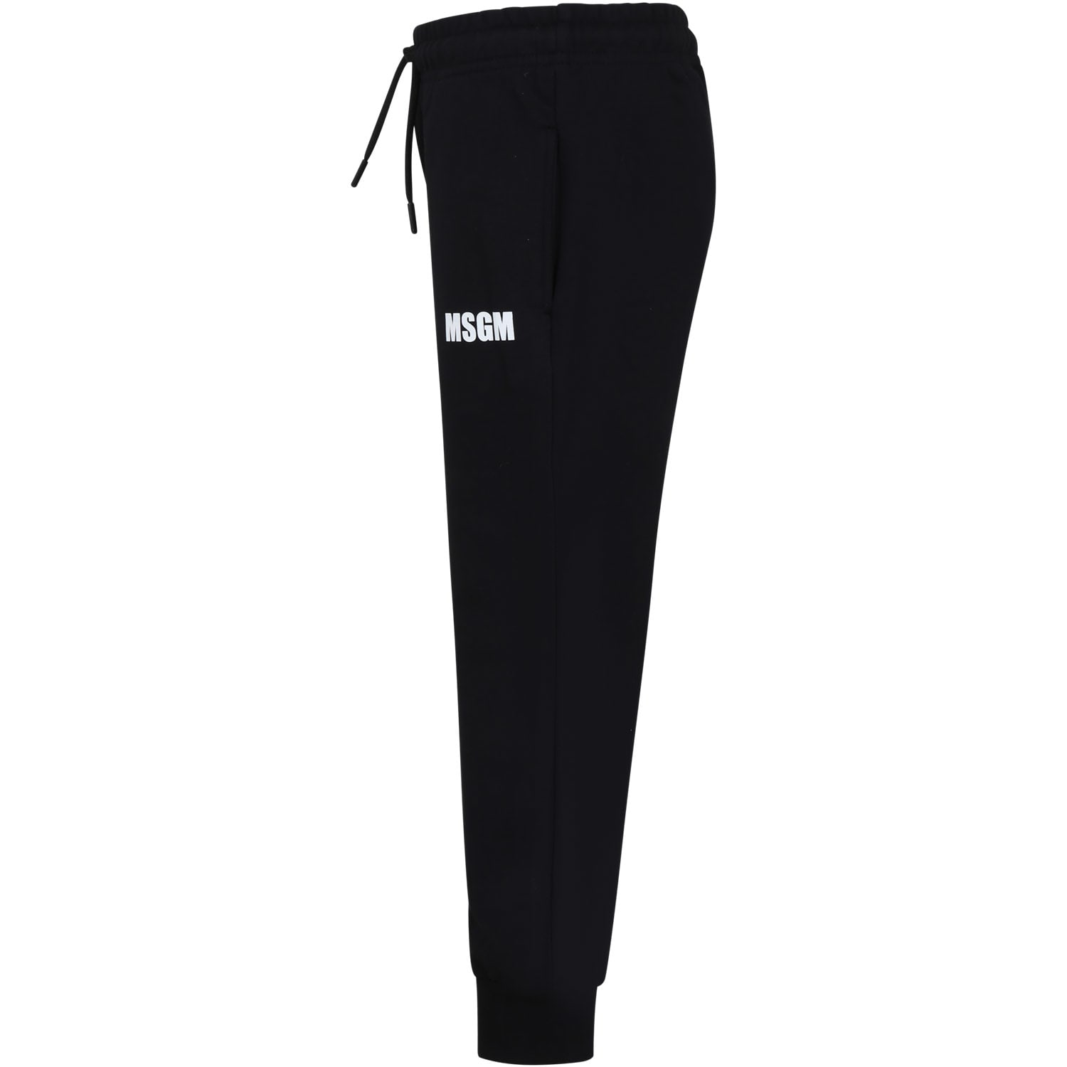 Shop Msgm Black Trousers For Kids With Logo