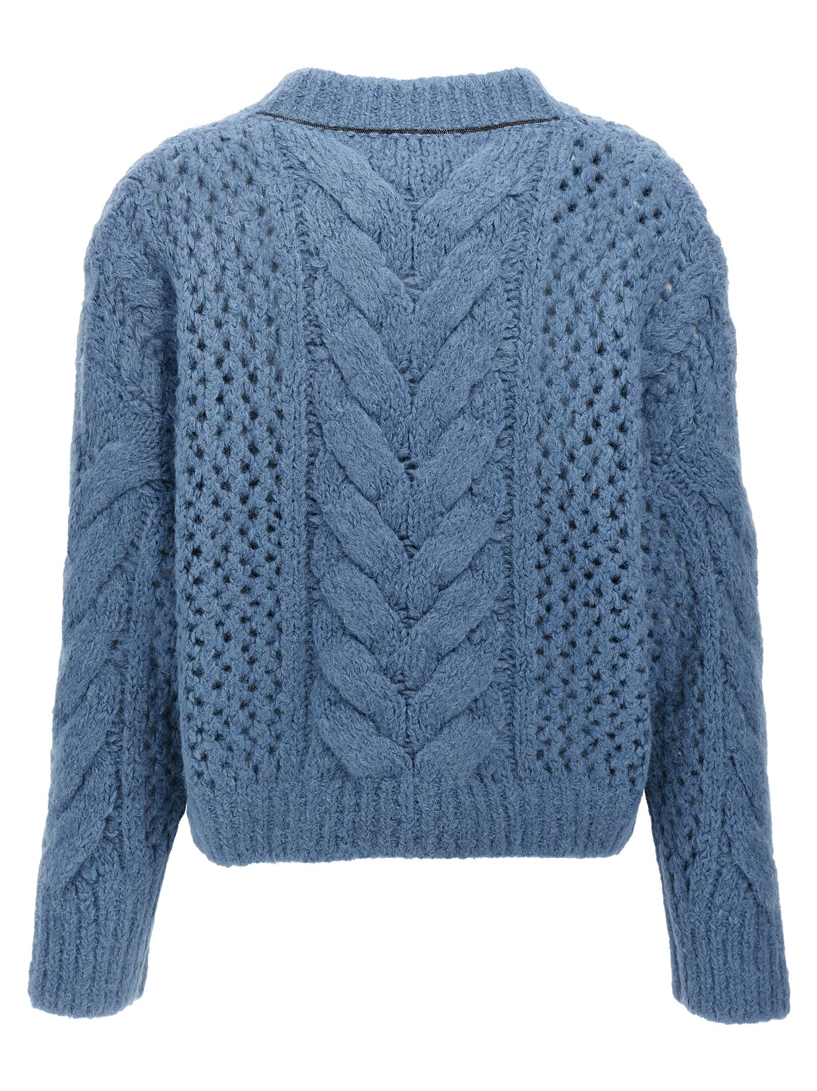 Shop Brunello Cucinelli Worked Sweater In Light Blue