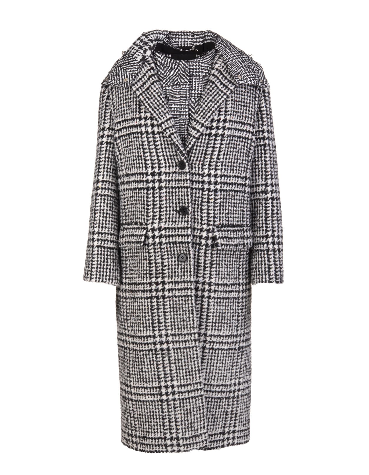 Ermanno Scervino Long Prince Of Wales Coat With Down Vest