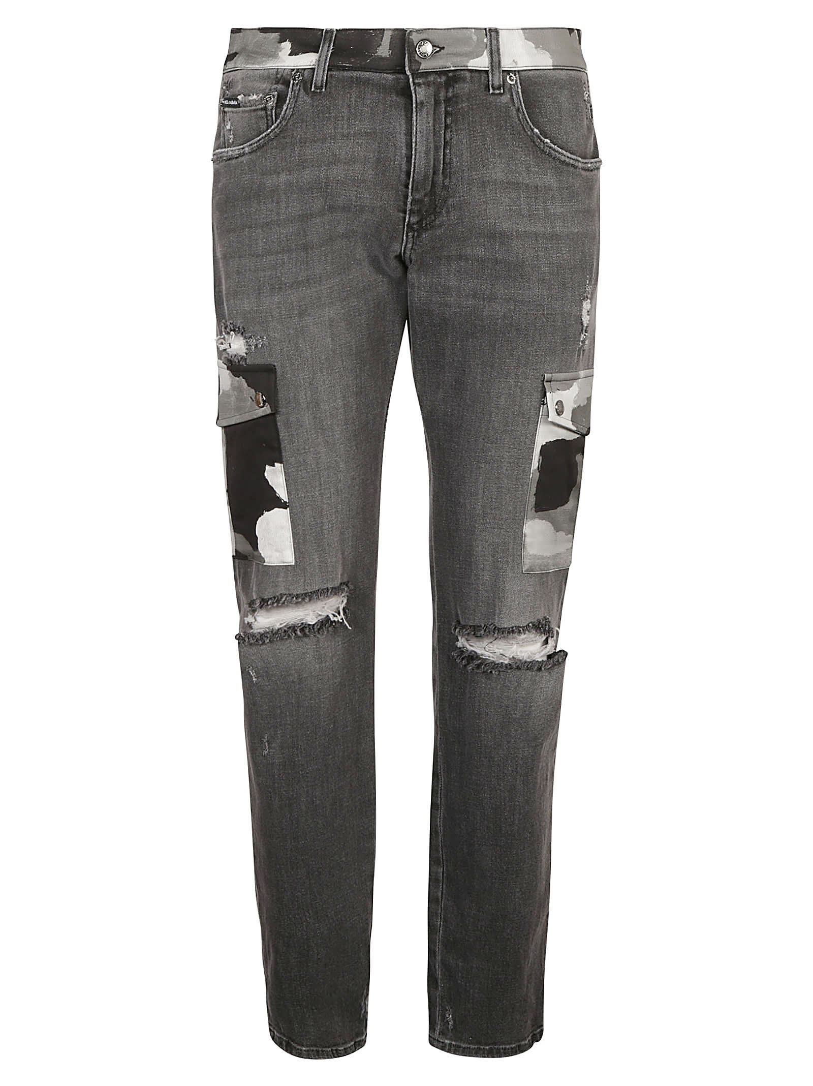 DOLCE & GABBANA SIDE BUTTONED POCKET DETAIL RIPPED JEANS,GWLFCDG8DL6 S9001 VARIANTE ABBINATA