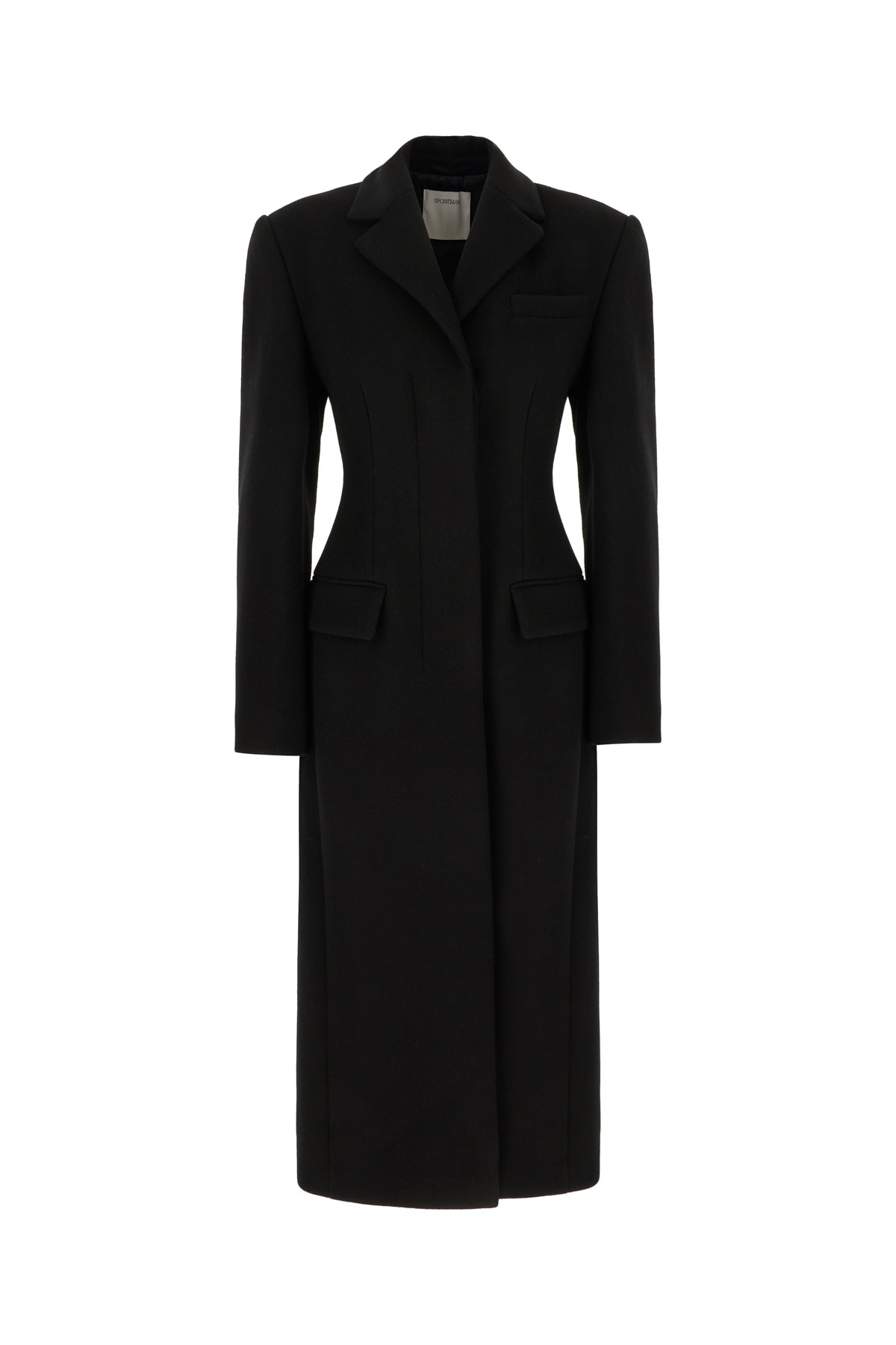 Shop Sportmax Black Wool Blend Coat In Nero