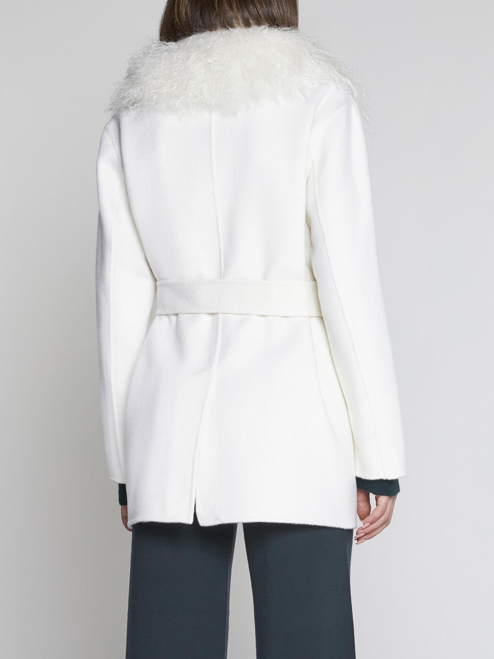 Shop P.a.r.o.s.h Pleak Wool Belted Coat In White