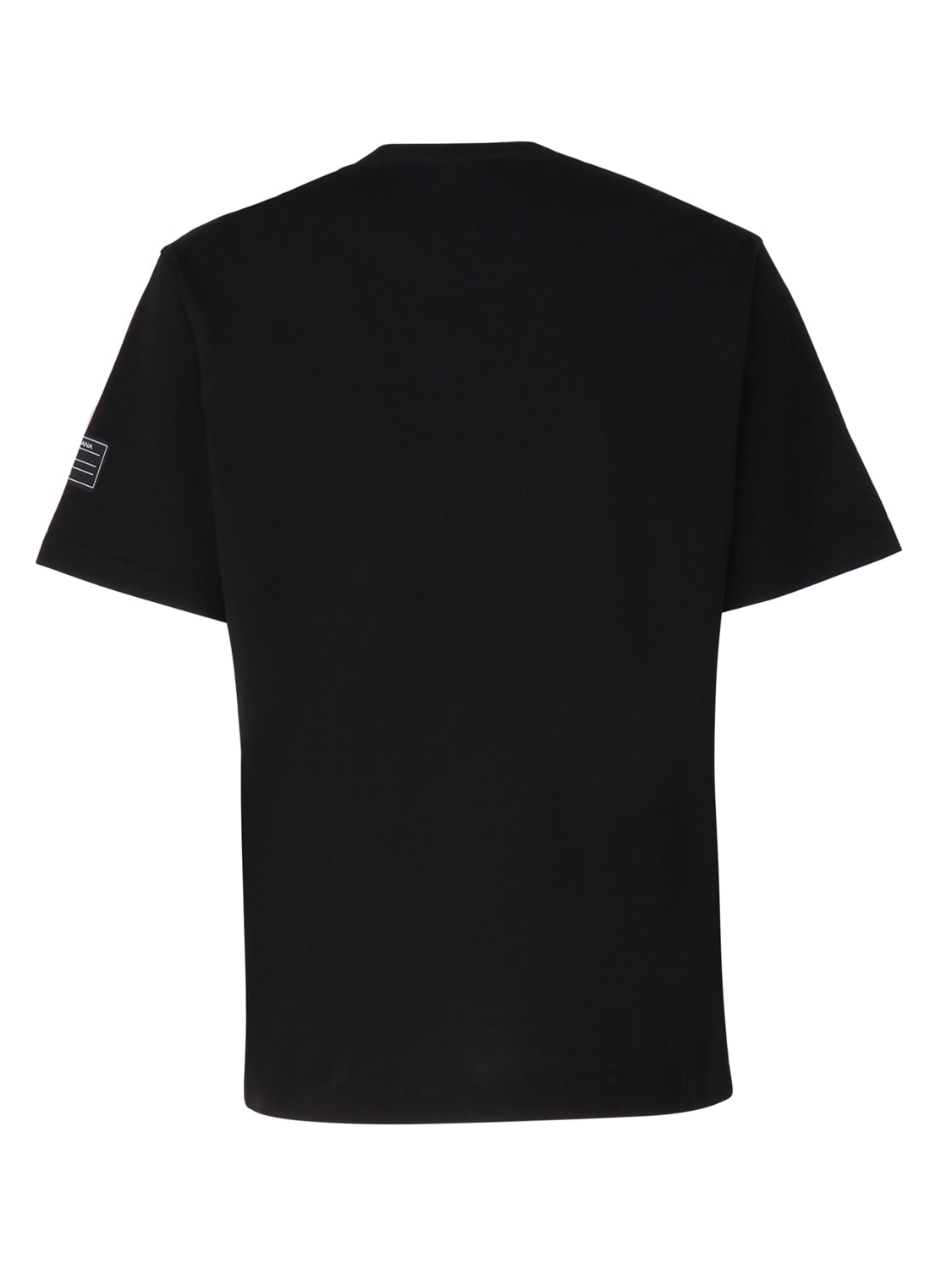 Shop Dolce & Gabbana Short Sleeve Cotton T-shirt With Dolce&amp;gabbana Vertical Logo Print In Black