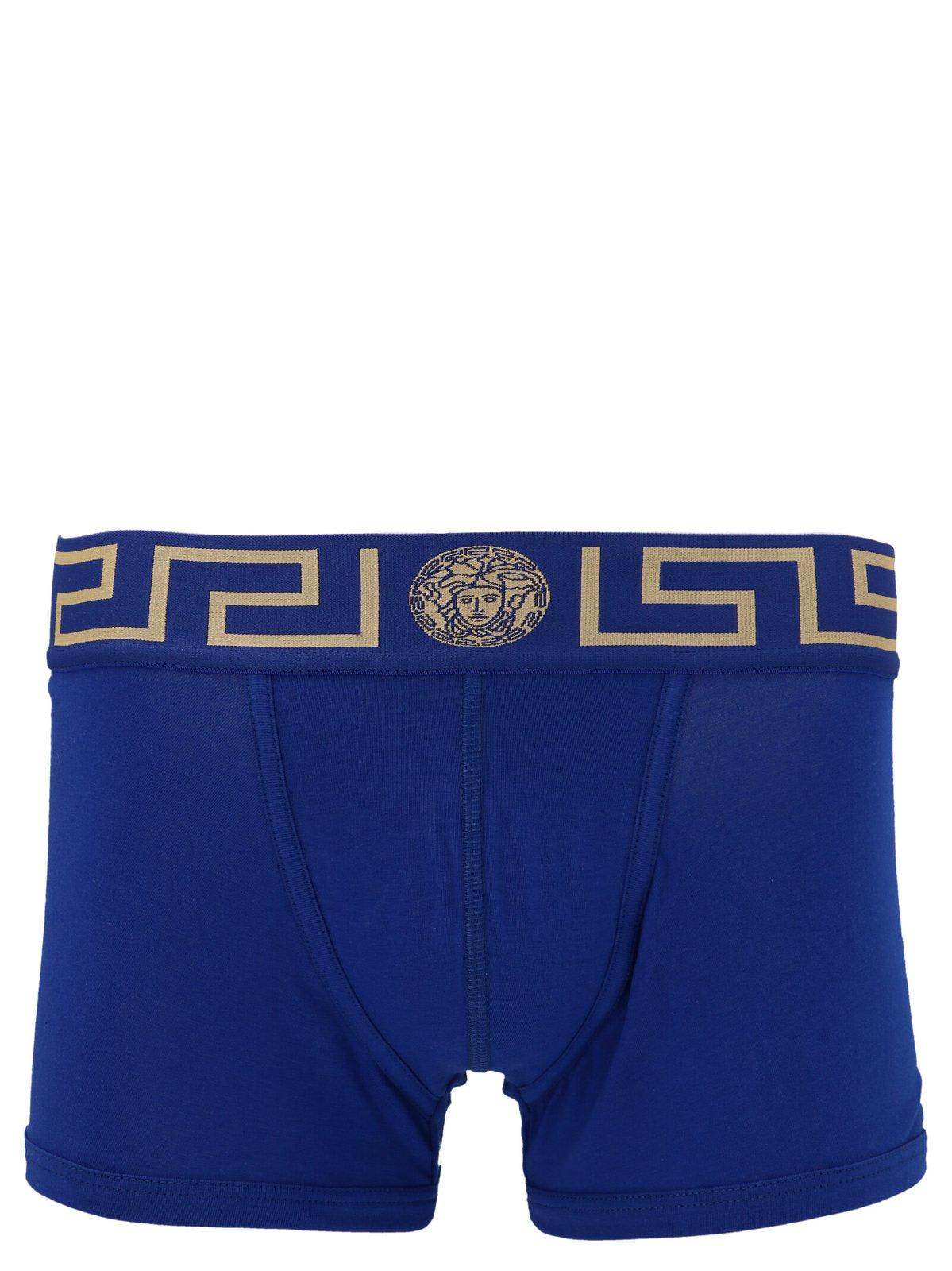 Versace Greca Band Boxers In Blue