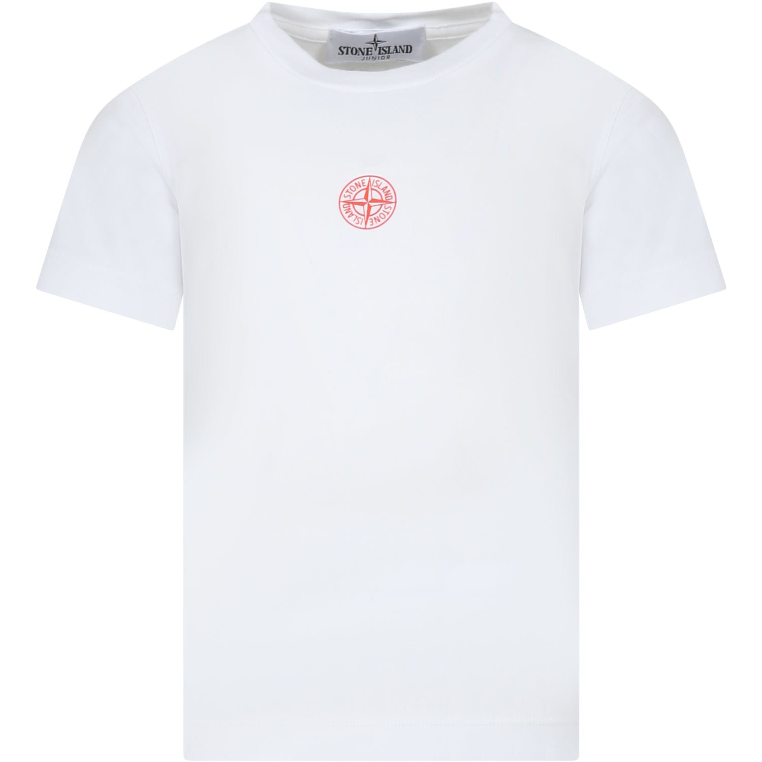 Stone Island Junior Kids' White T-shirt For Boy With Logo