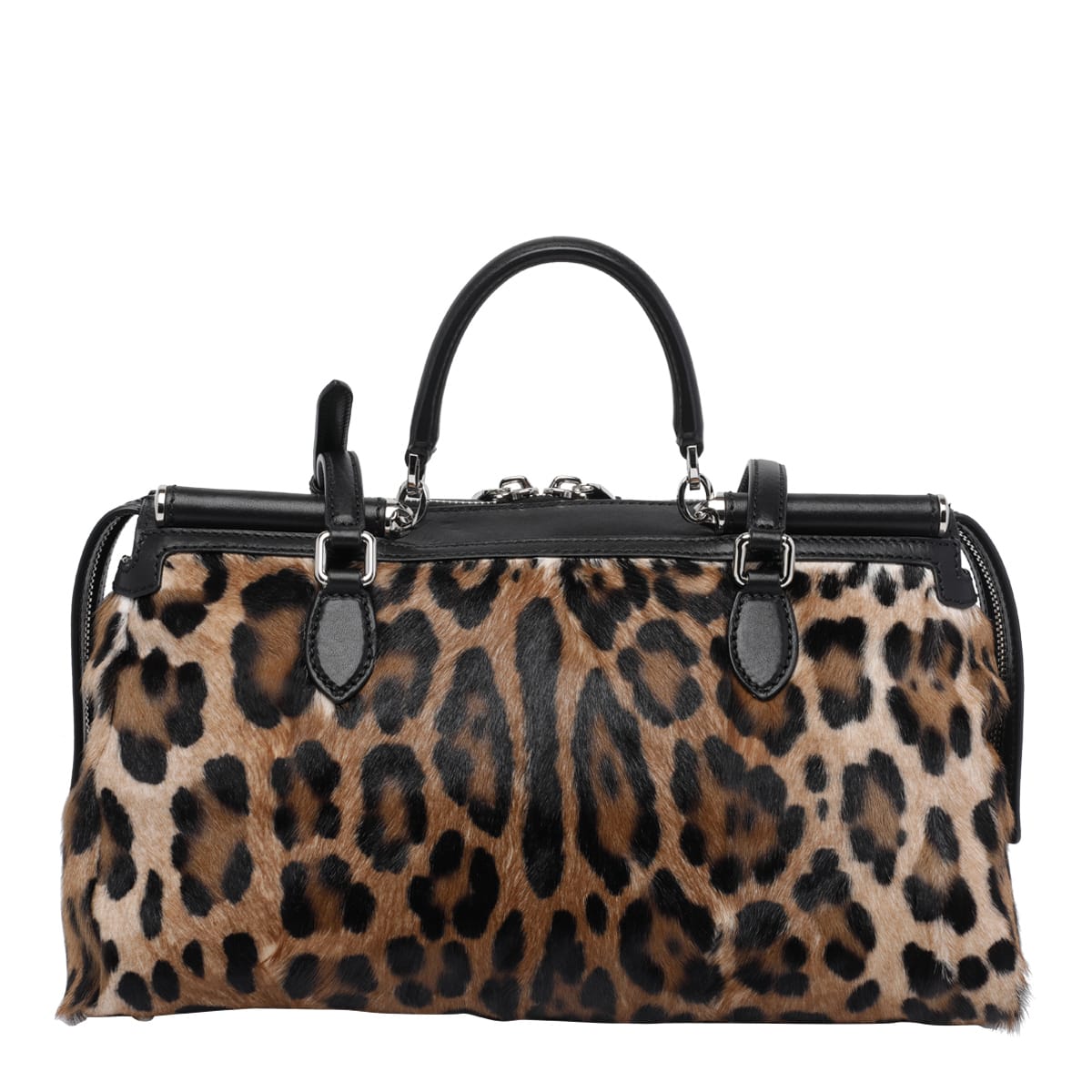 Dolce & Gabbana Animal Print Leather Vittoria Top Handle Bag In Animal Print
