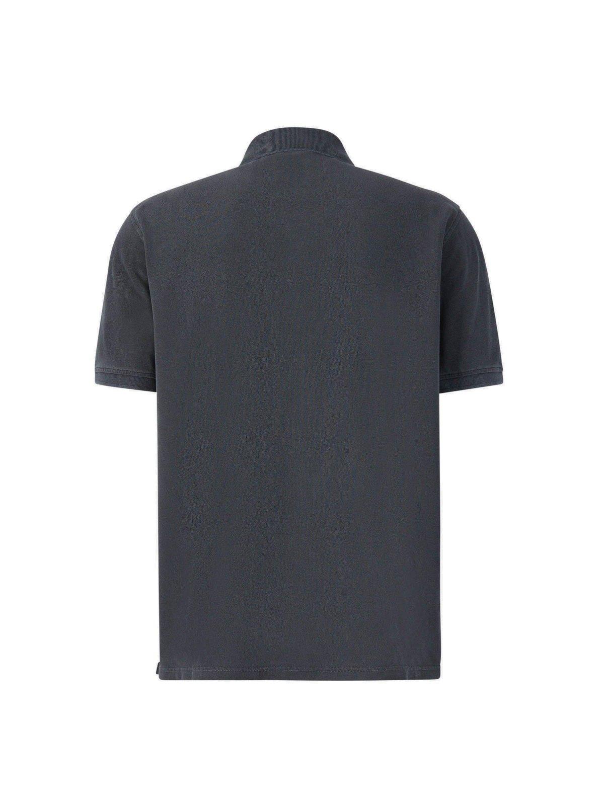 Shop Herno Logo Embroidered Short Sleeved Polo Shirt In Blue