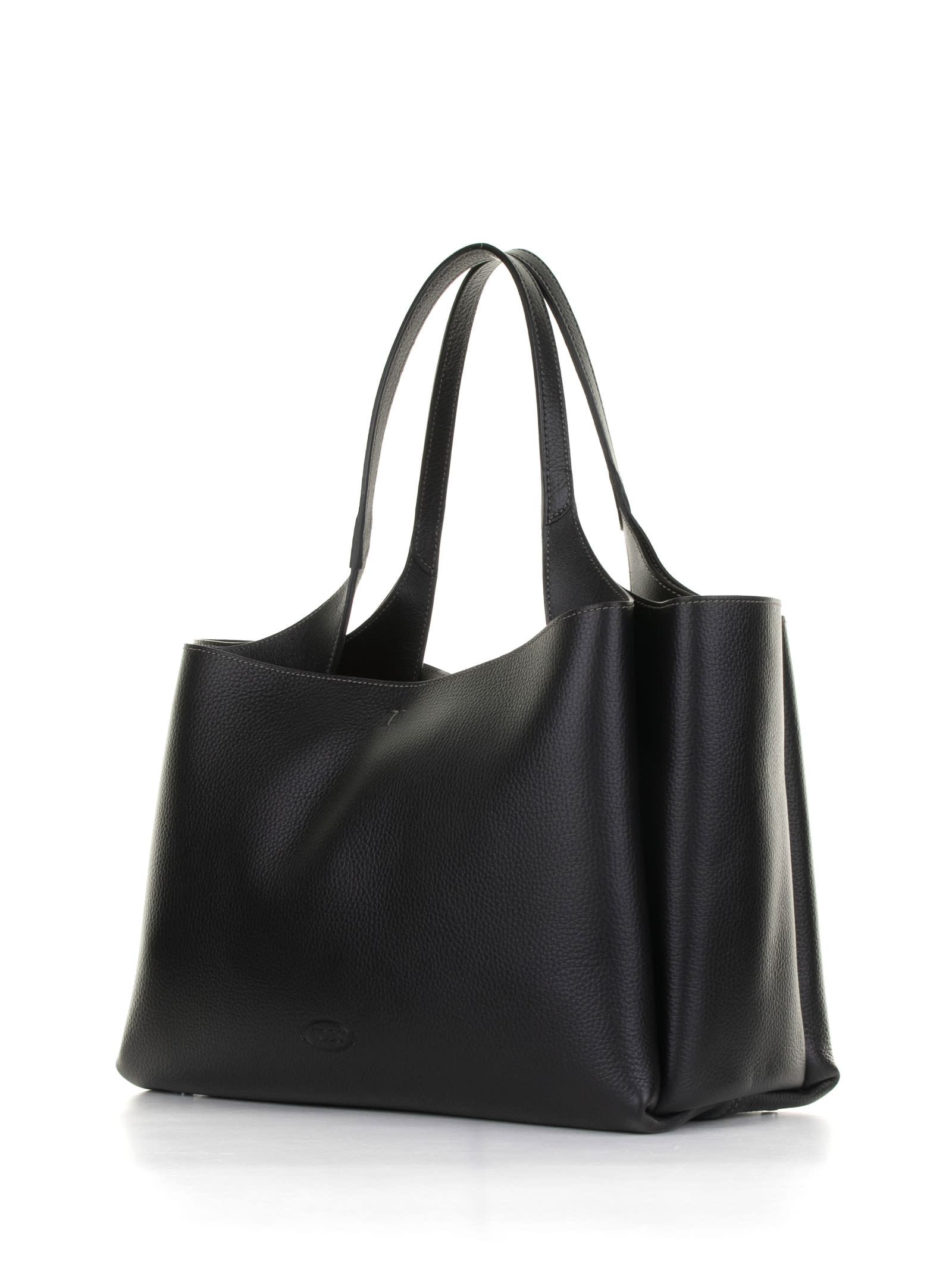 Shop Tod's Medium Leather Shoulder Bag In Nero