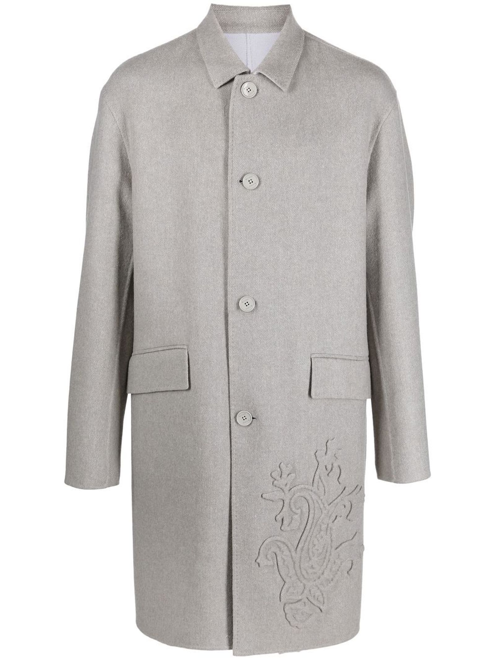 Etro Light Grey Virgin Wool Coat