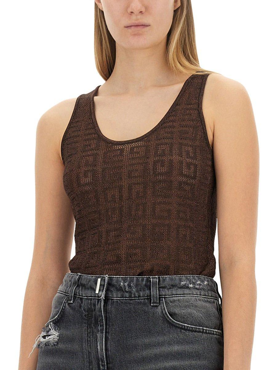 Shop Givenchy 4g Jacquard Knitted Tank Top In Brown