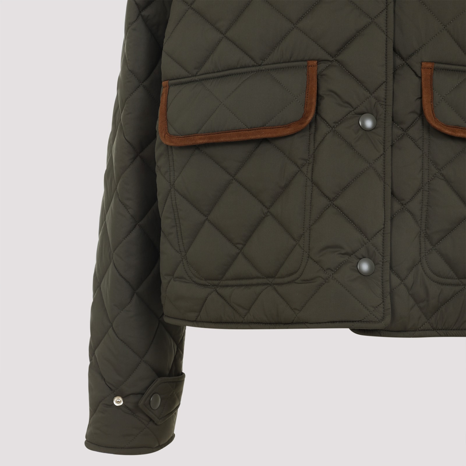 Miu Miu Straight Hem Quilted Jacket In Green