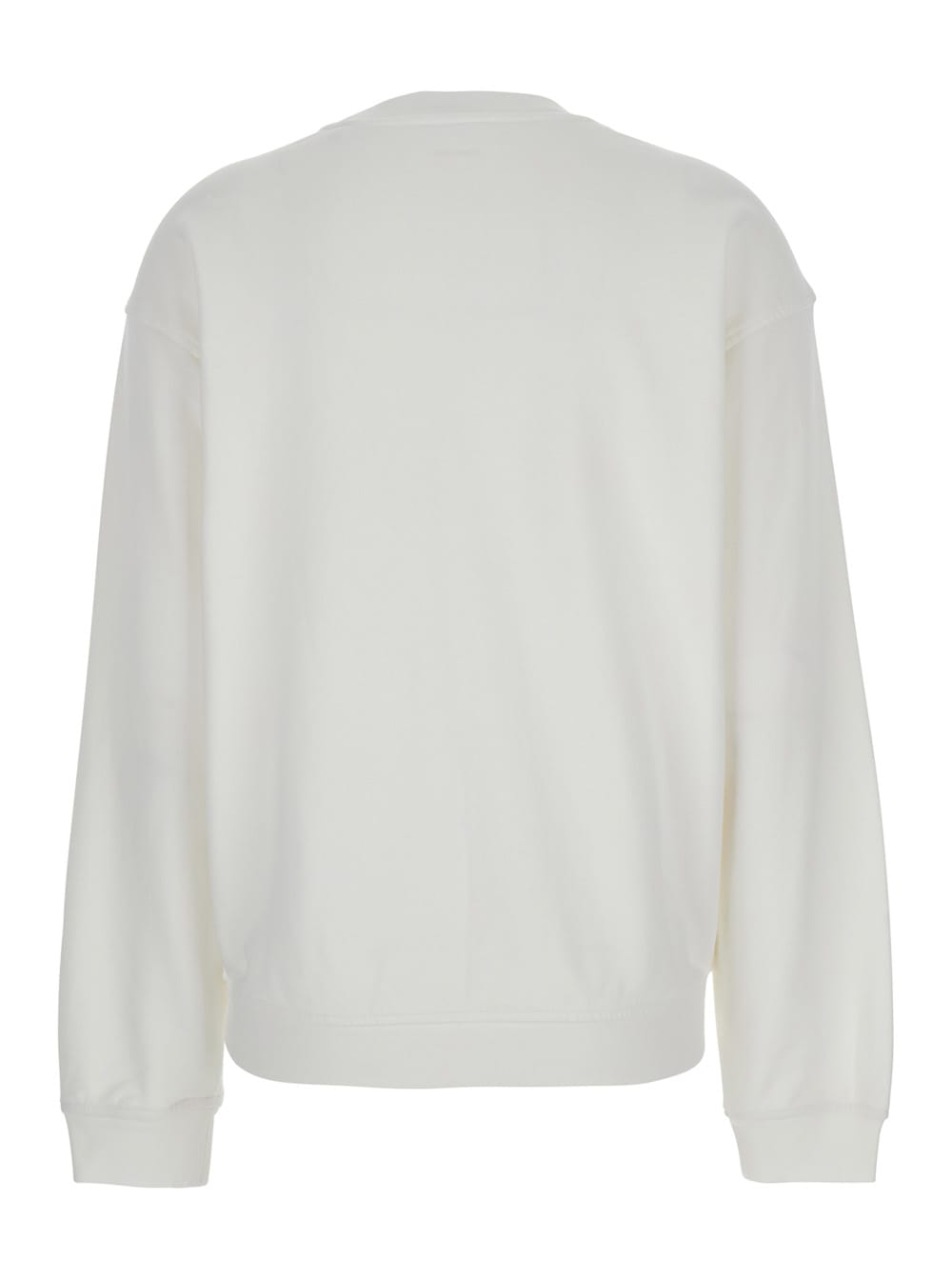 Frame Privacy Please White Crewneck T-shirt With Tonal Logo Embroidery On The Front In Cotton Blend Woman In White