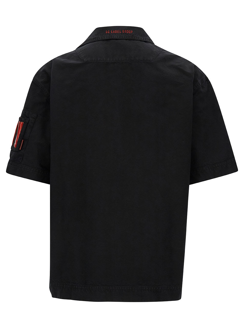 Shop 44 Label Group Black Bowling Shirt With Logo Patch In Cotton Denim Man