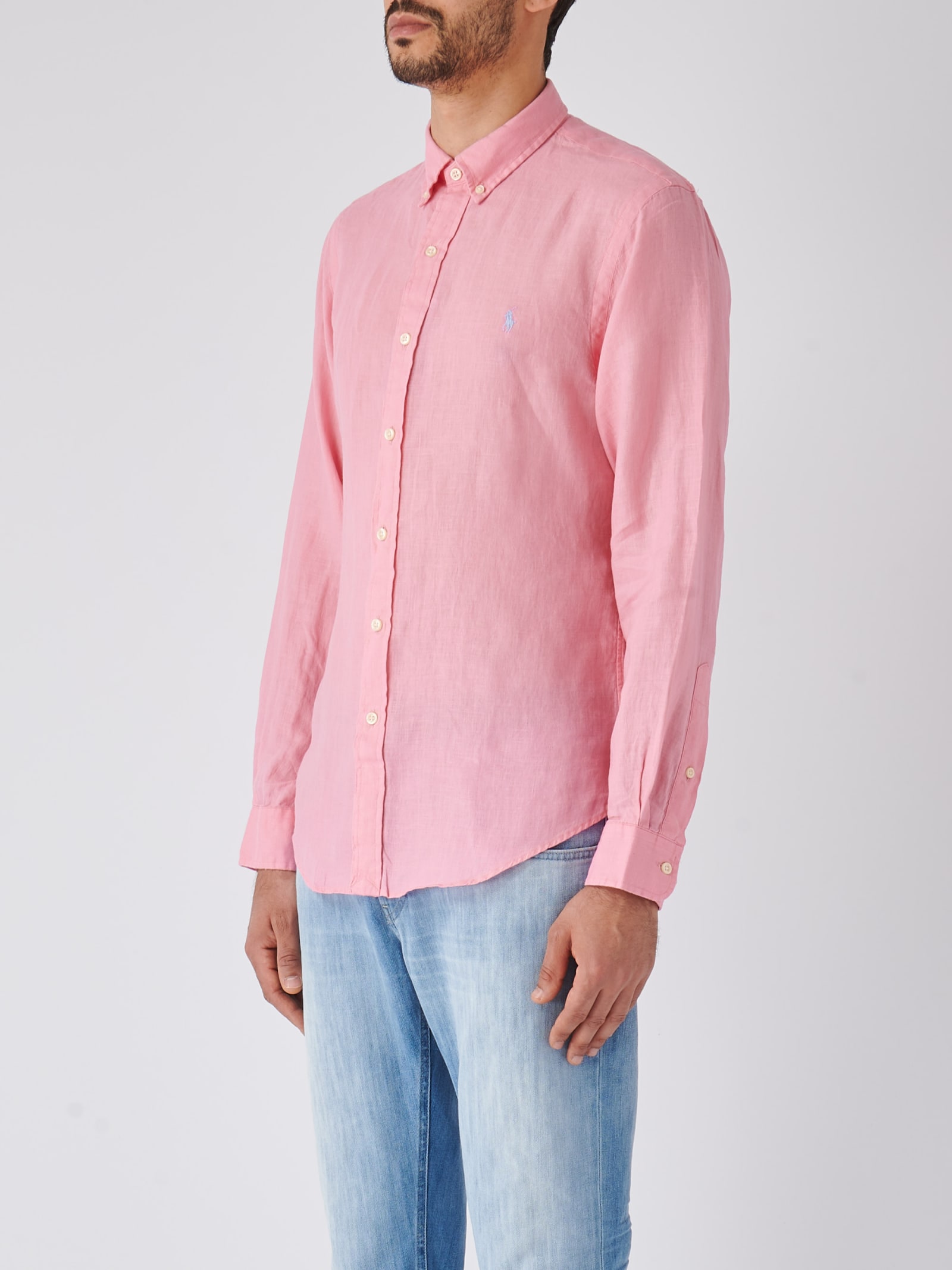 Shop Polo Ralph Lauren Long Sleeve Sport Shirt Shirt In Rosa
