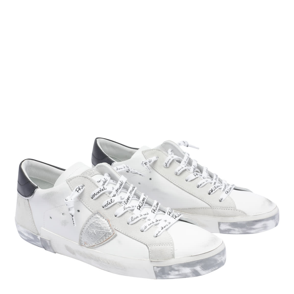 Philippe Model Casual Round Toe Sneakers Logo In White