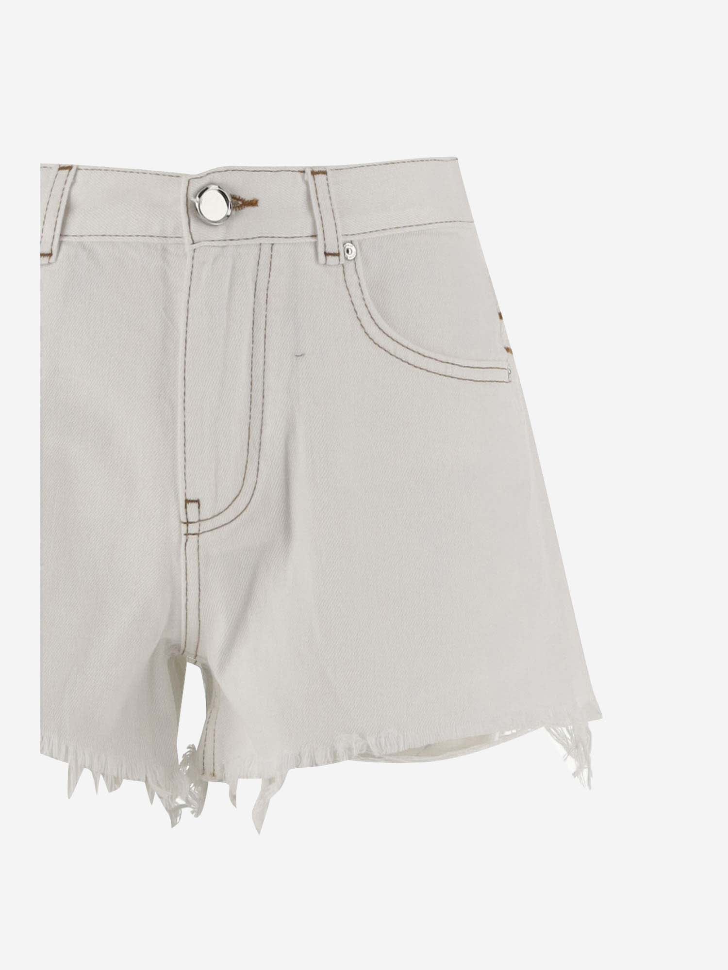 Shop Pinko Cotton Denim Shorts In White