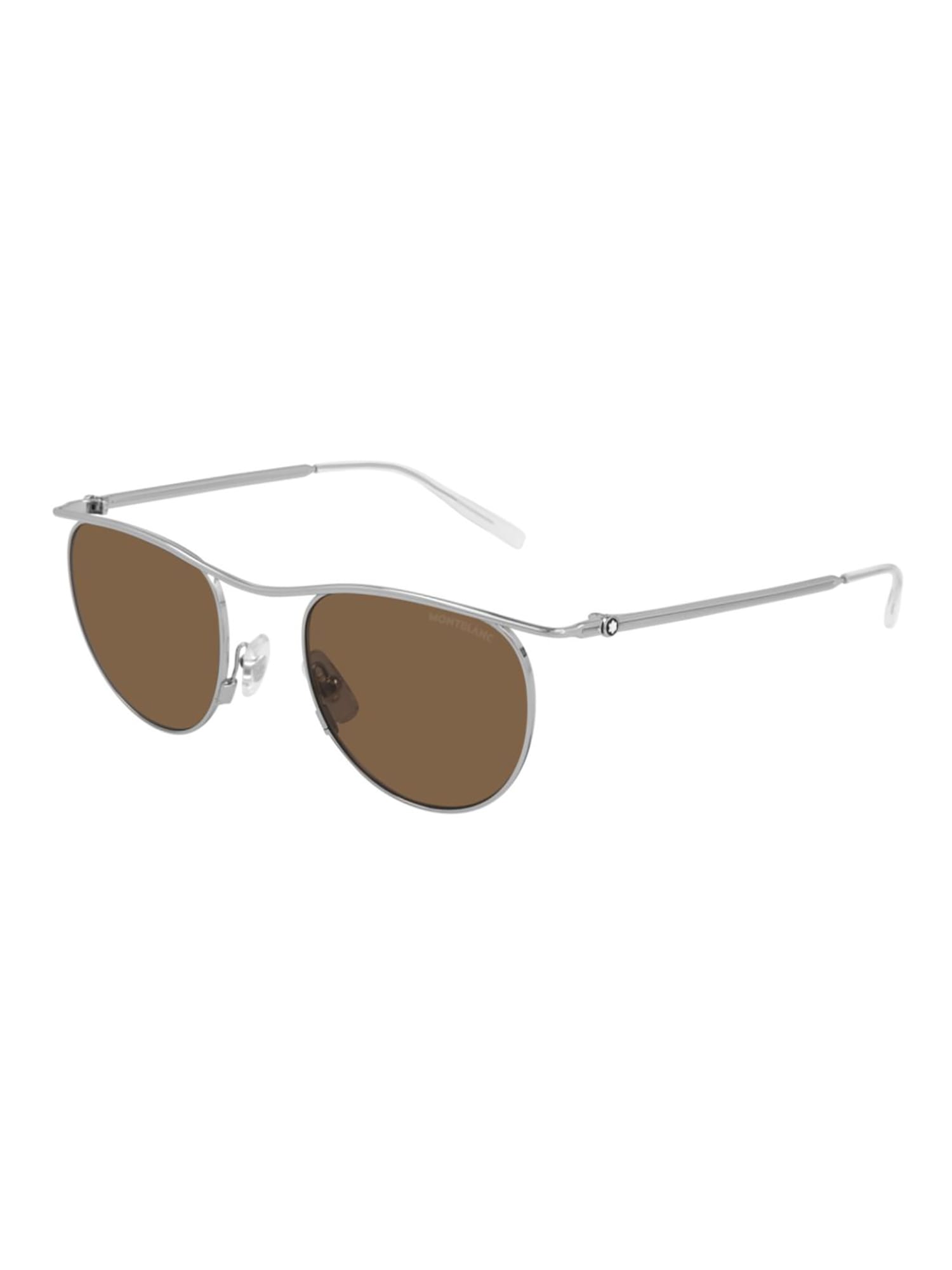 Montblanc Mb0168s Sunglasses In Silver Silver Brown
