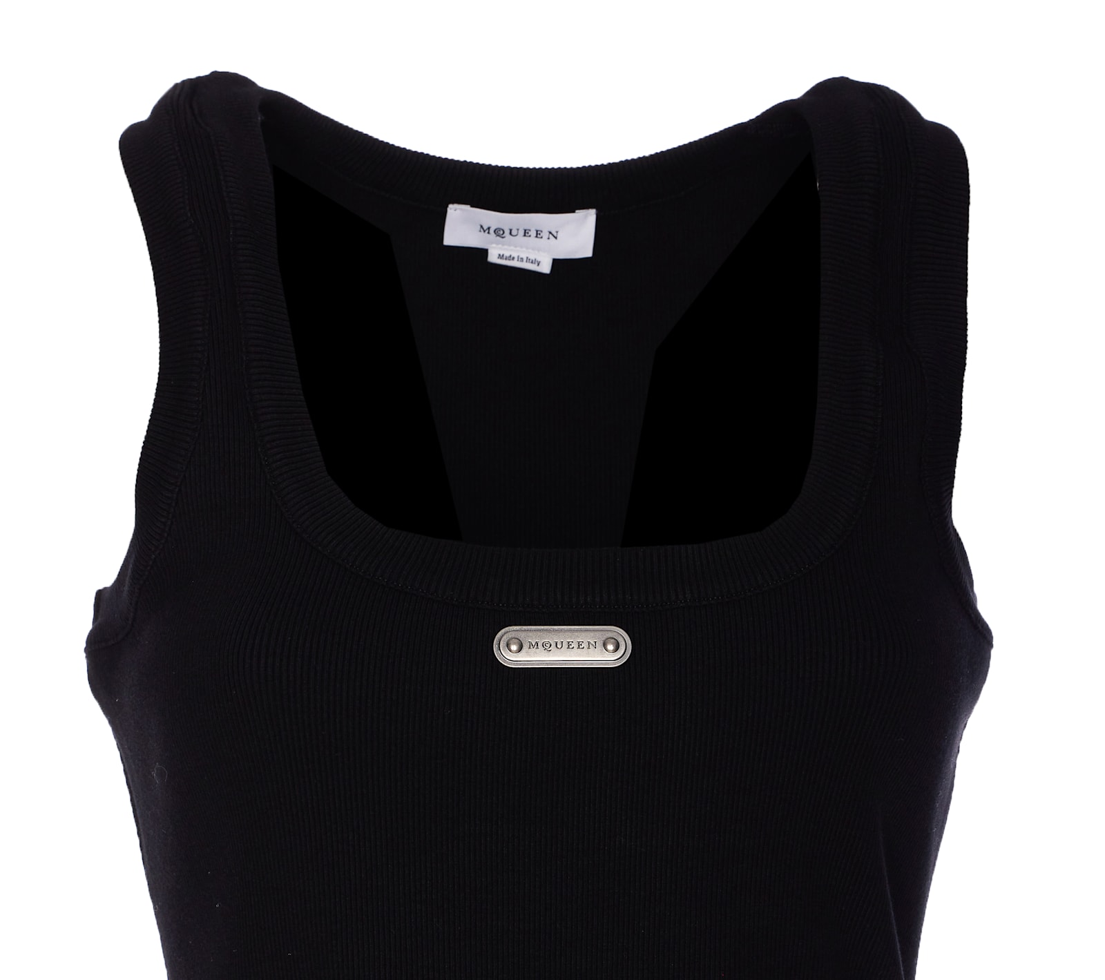 Alexander Mcqueen Ribbed Texture Sleeveless Top In Black