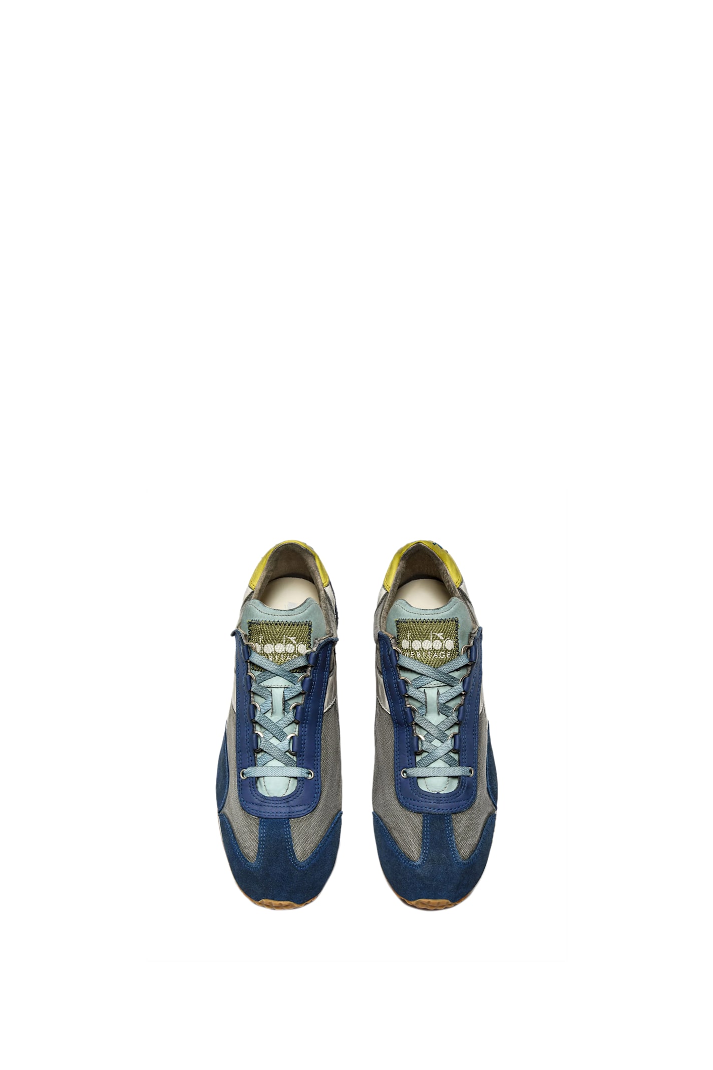 Diadora Blue And Canvas Stonewash Gray Equipe Sneakers