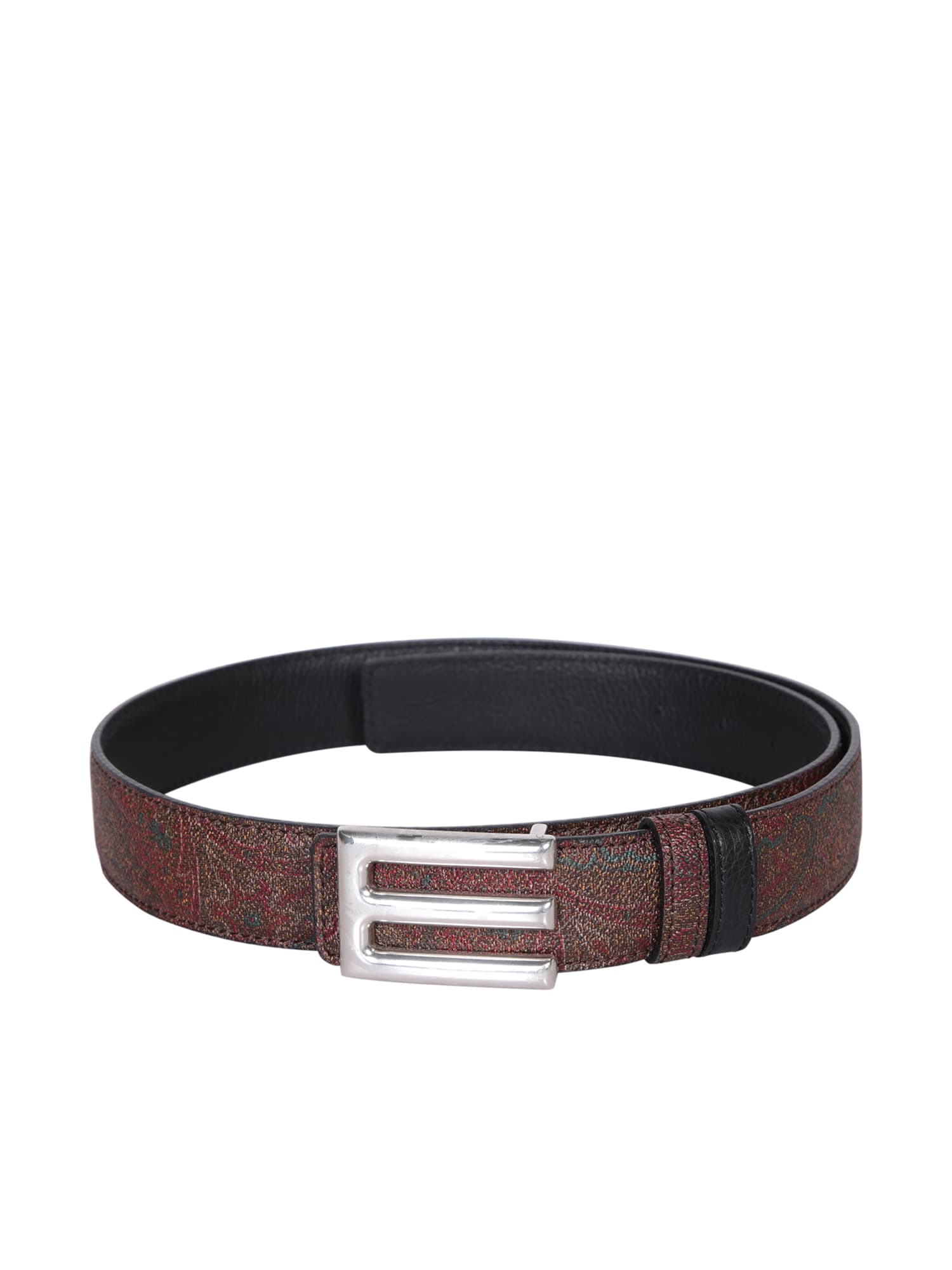 Shop Etro Arnica Paisley Multicolor/black Belt In Brown