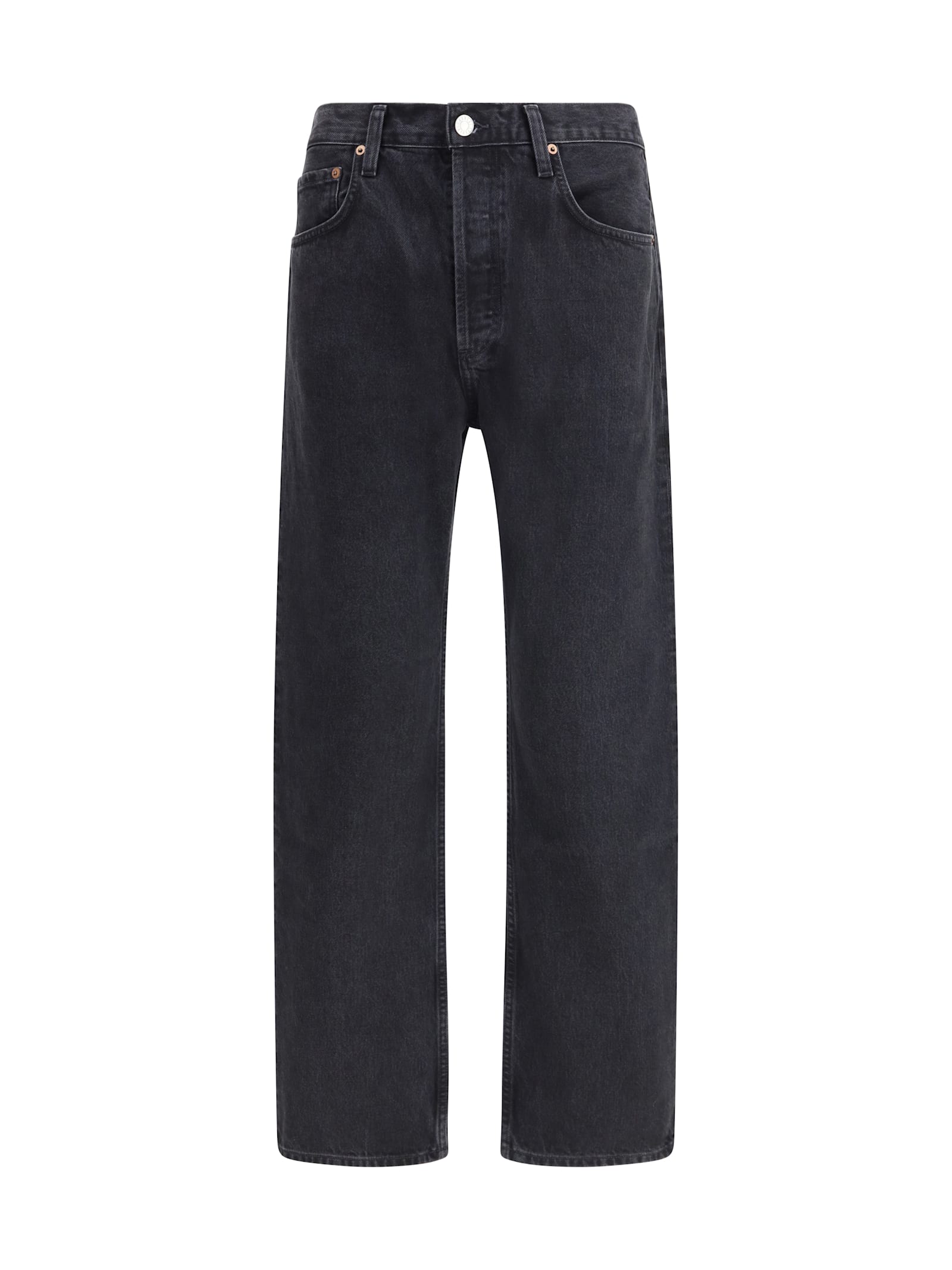 Agolde Straight Leg Jeans Belt Loops In Black