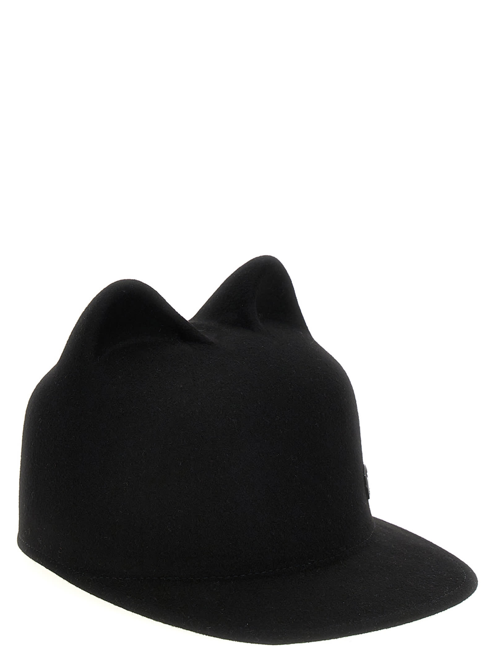 Maison Michel 'jamie' Cat Ear Curved Brim Hat In Black