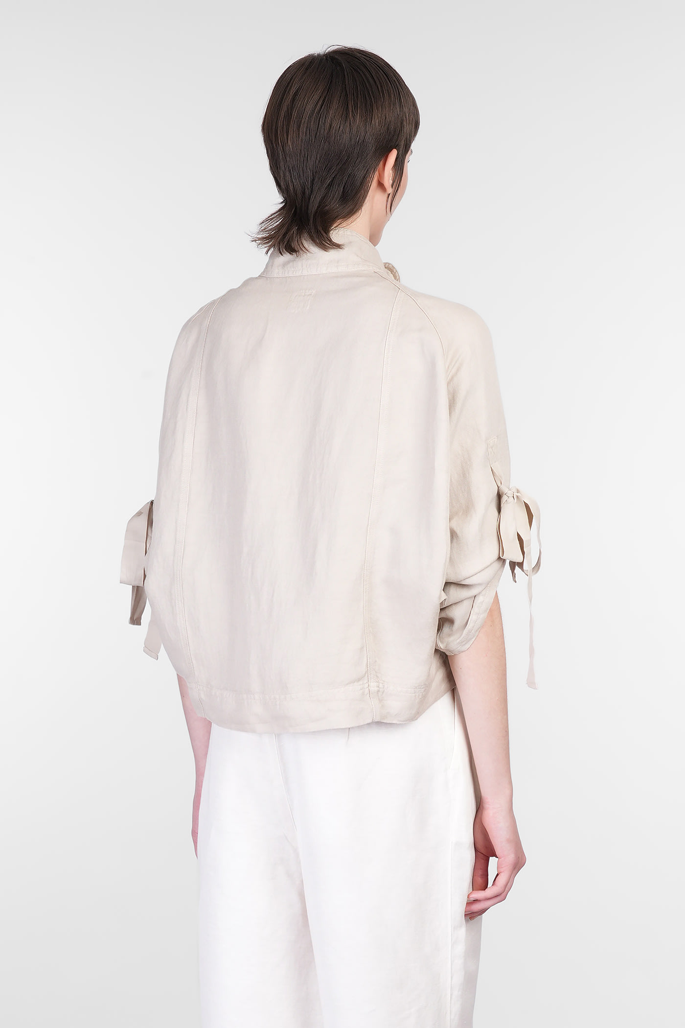 120% Lino Casual Jacket In Taupe Linen