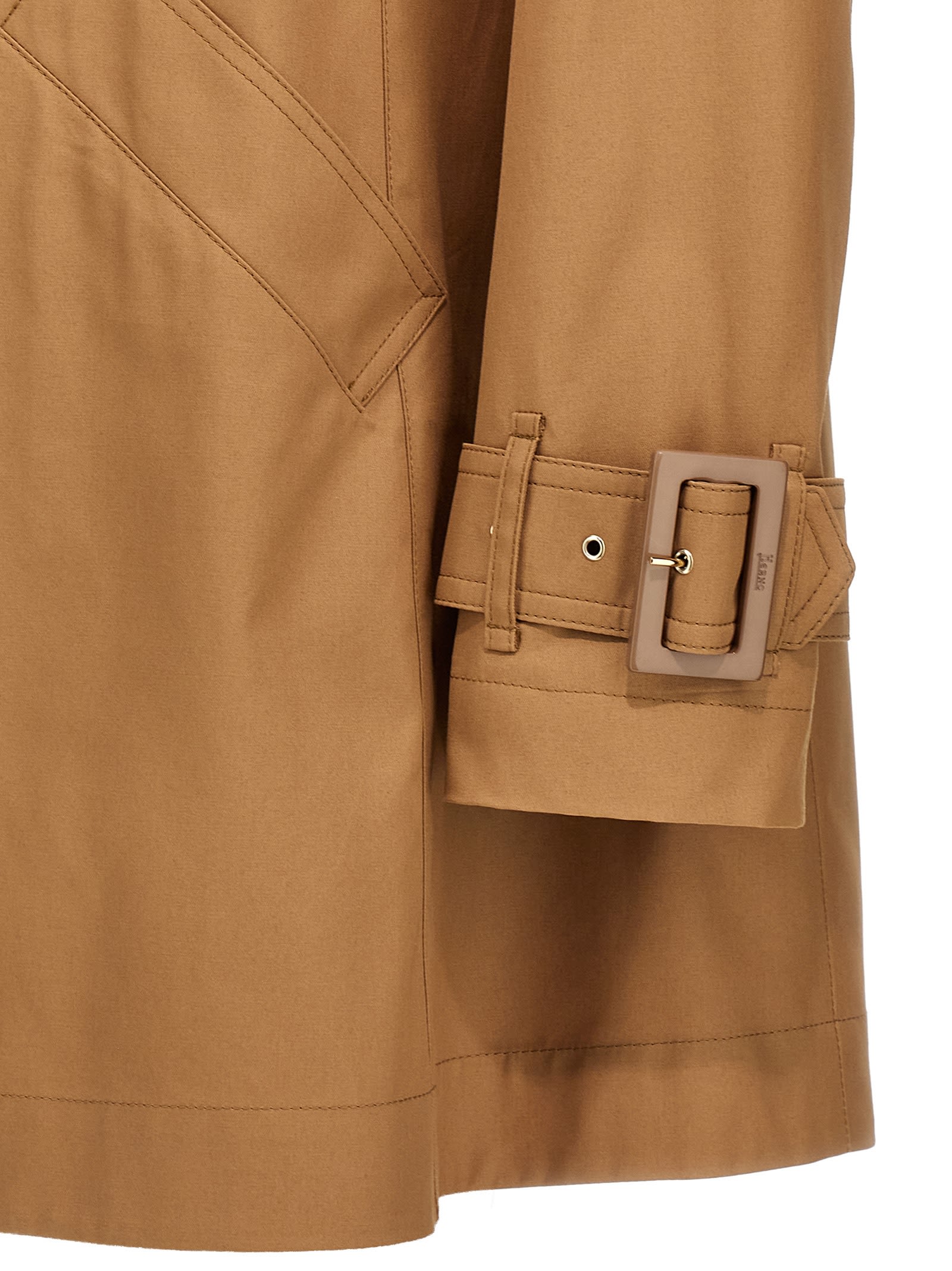 Herno Quilted Coat With Back Vent And Buckle Strap Cuffs In Cammello