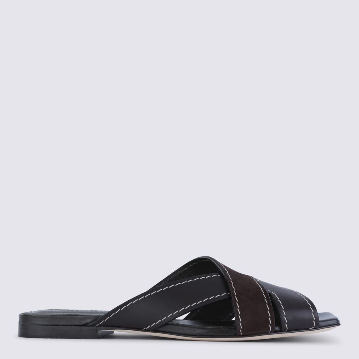 Tod's Flat Leather Sandals With Crossed Straps Shoes In Brown