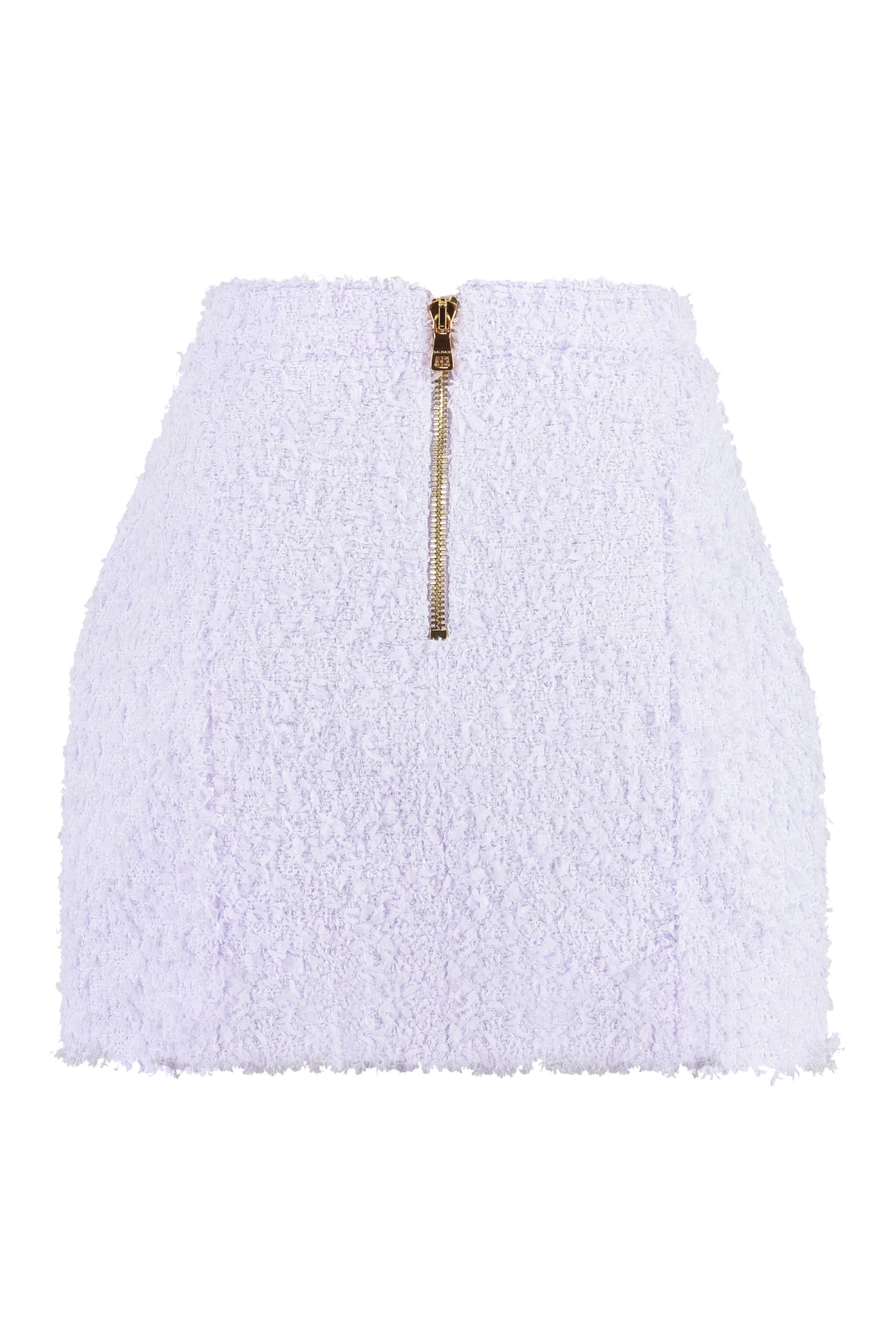 Shop Balmain Tweed Mini-skirt In Lilac